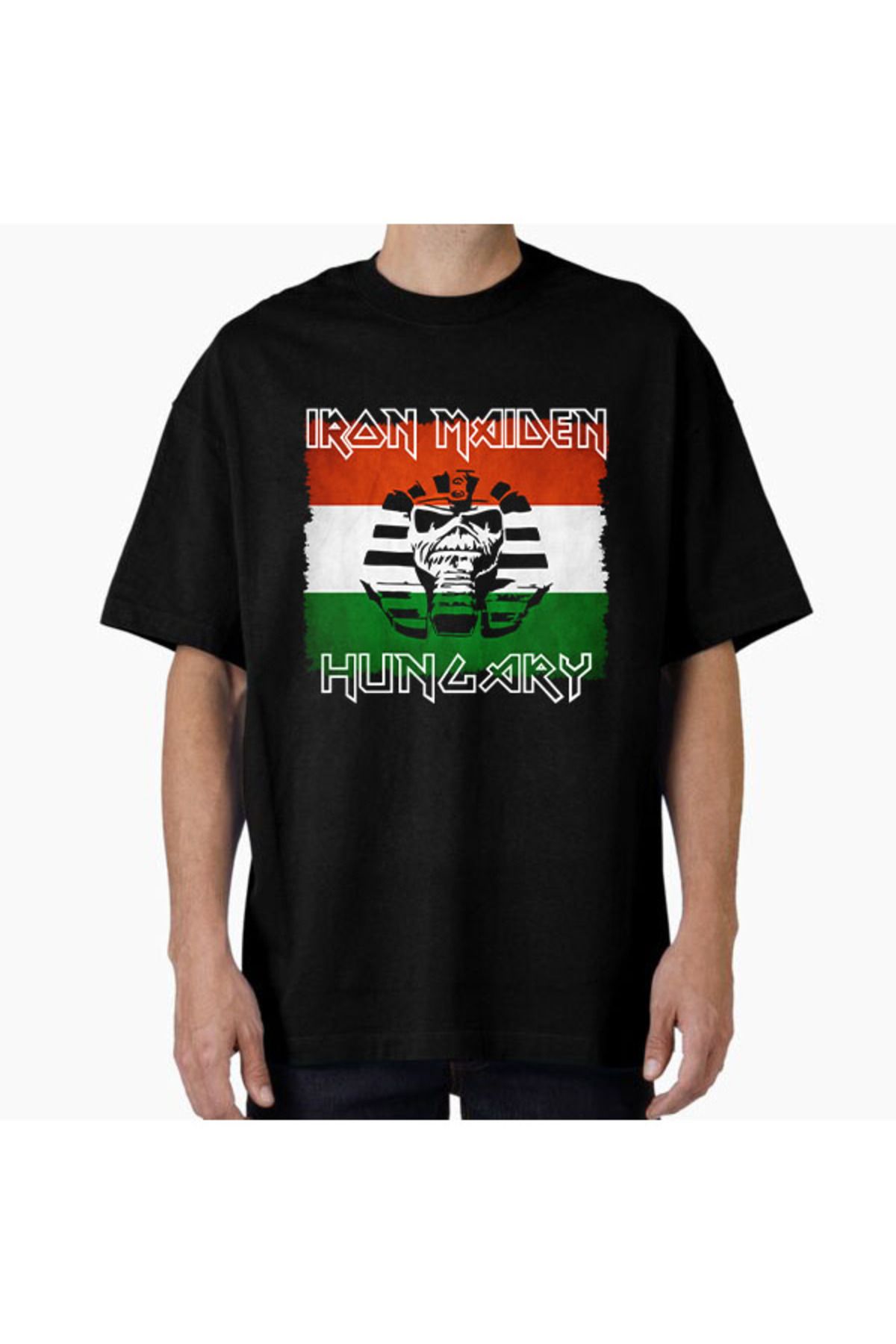 COMVİCHO Unisex ironmaidenhungaryOutput1 Tasarım Baskılı Oversize T-Shirt