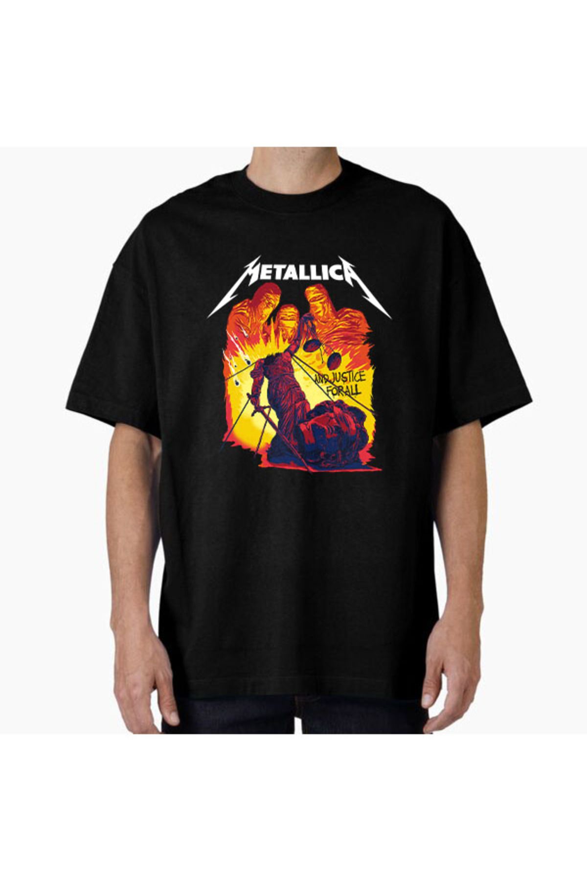 COMVİCHO Unisex metal32 Tasarım Baskılı Oversize T-Shirt