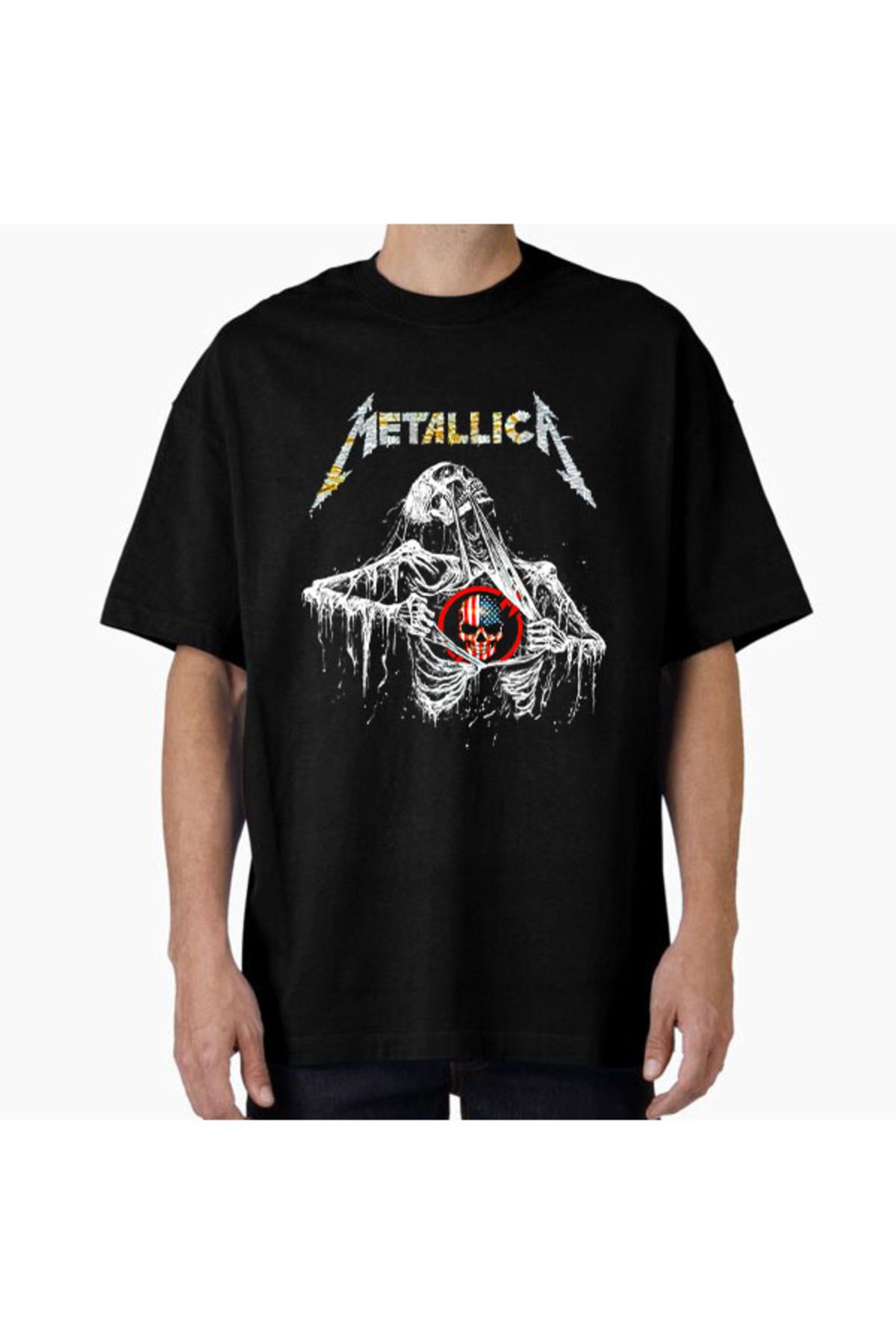 COMVİCHO Unisex MetallicaDTF06 Tasarım Baskılı Oversize T-Shirt