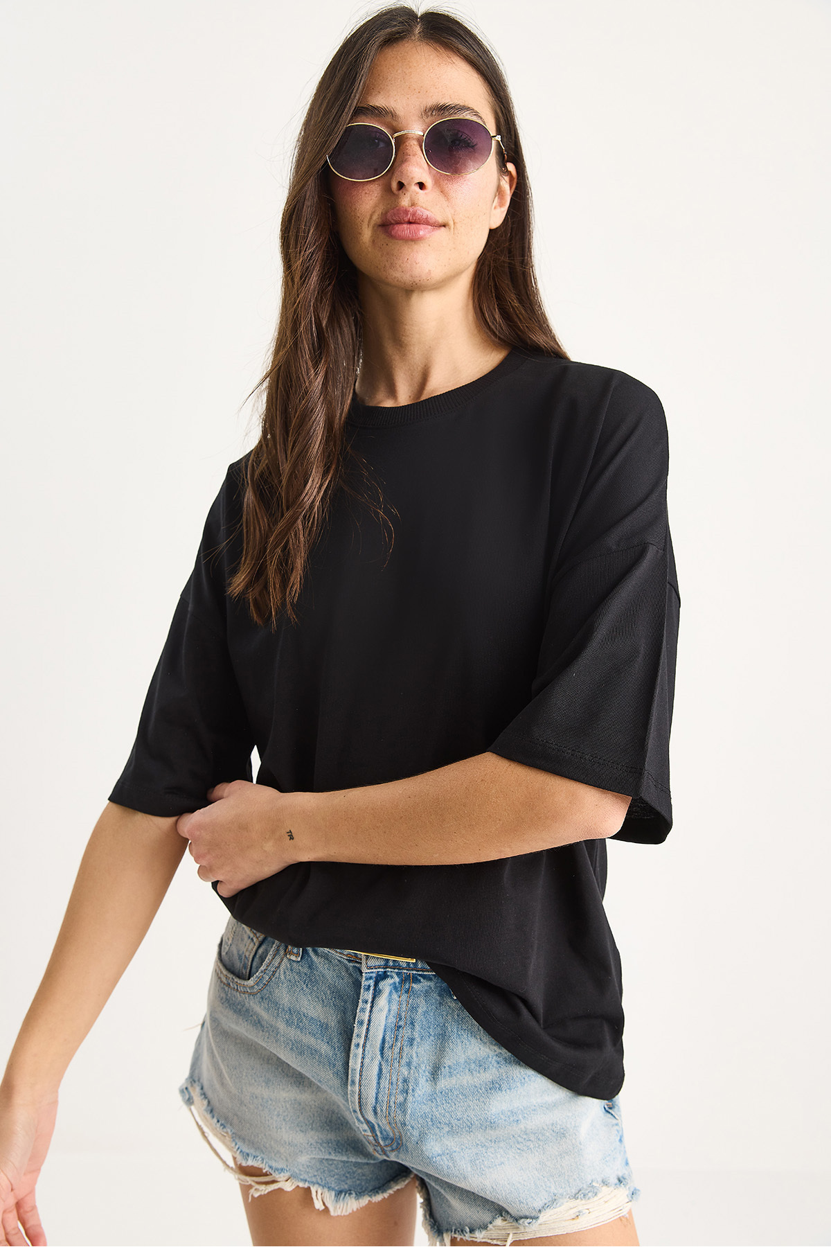 Bianco Lucci-Women's 100% Organic Cotton Oversize Basic T-Shirt 60602065 3