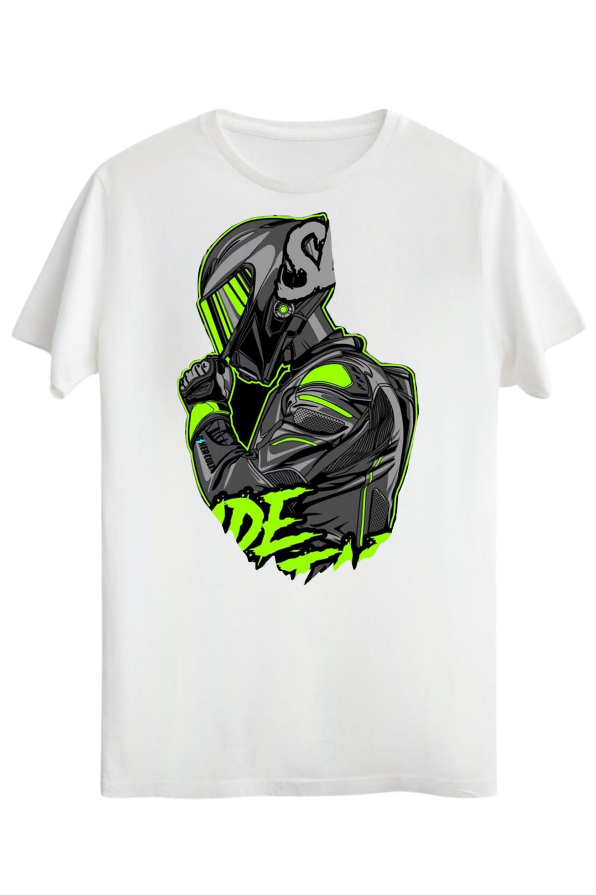 ocke Motorcu Baskılı T-shirt / Motorcu Baskılı Kısa Kol / Motorcu Oversize bol kesim t-shirt