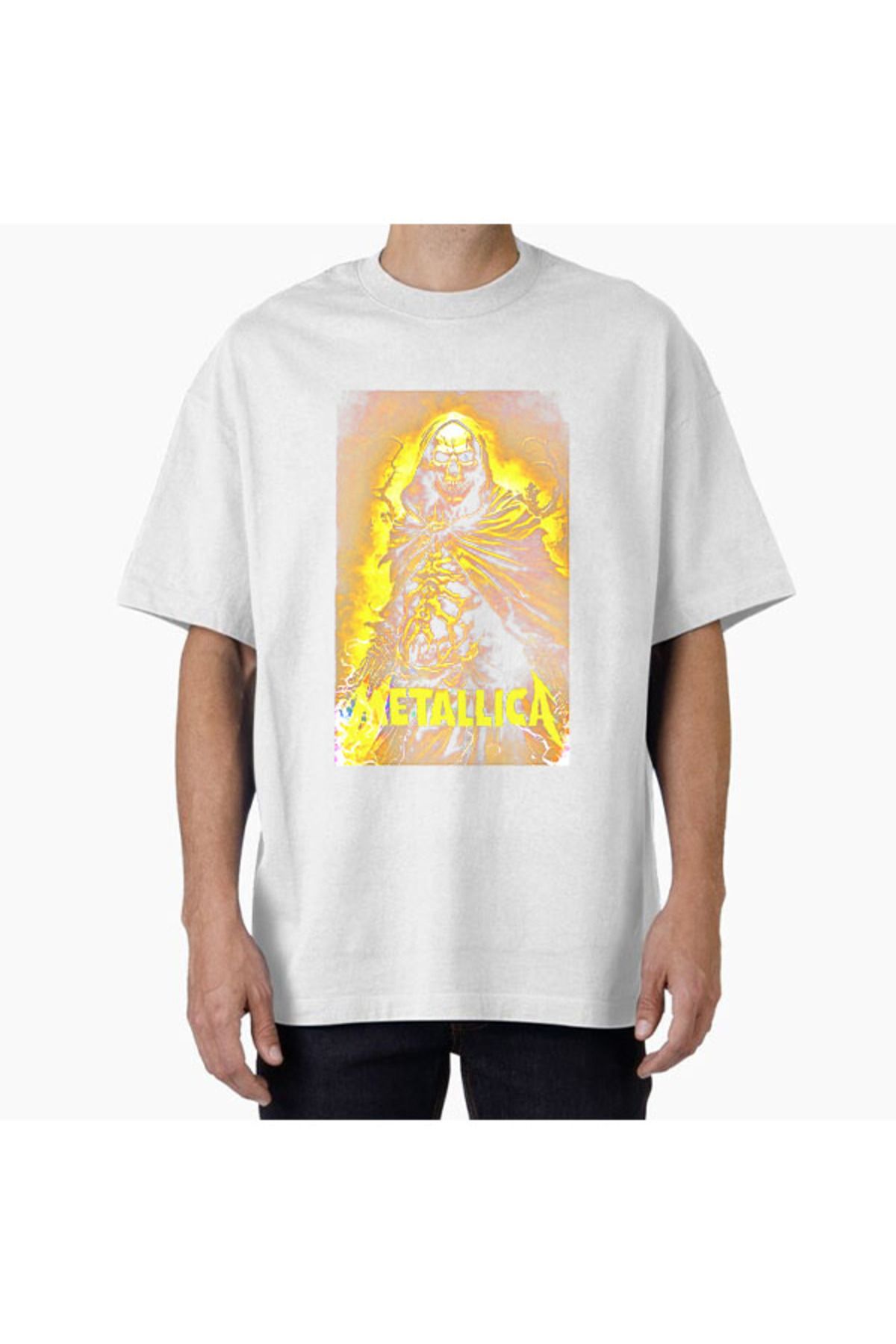 COMVİCHO Unisex Metallica40 Tasarım Baskılı Oversize T-Shirt