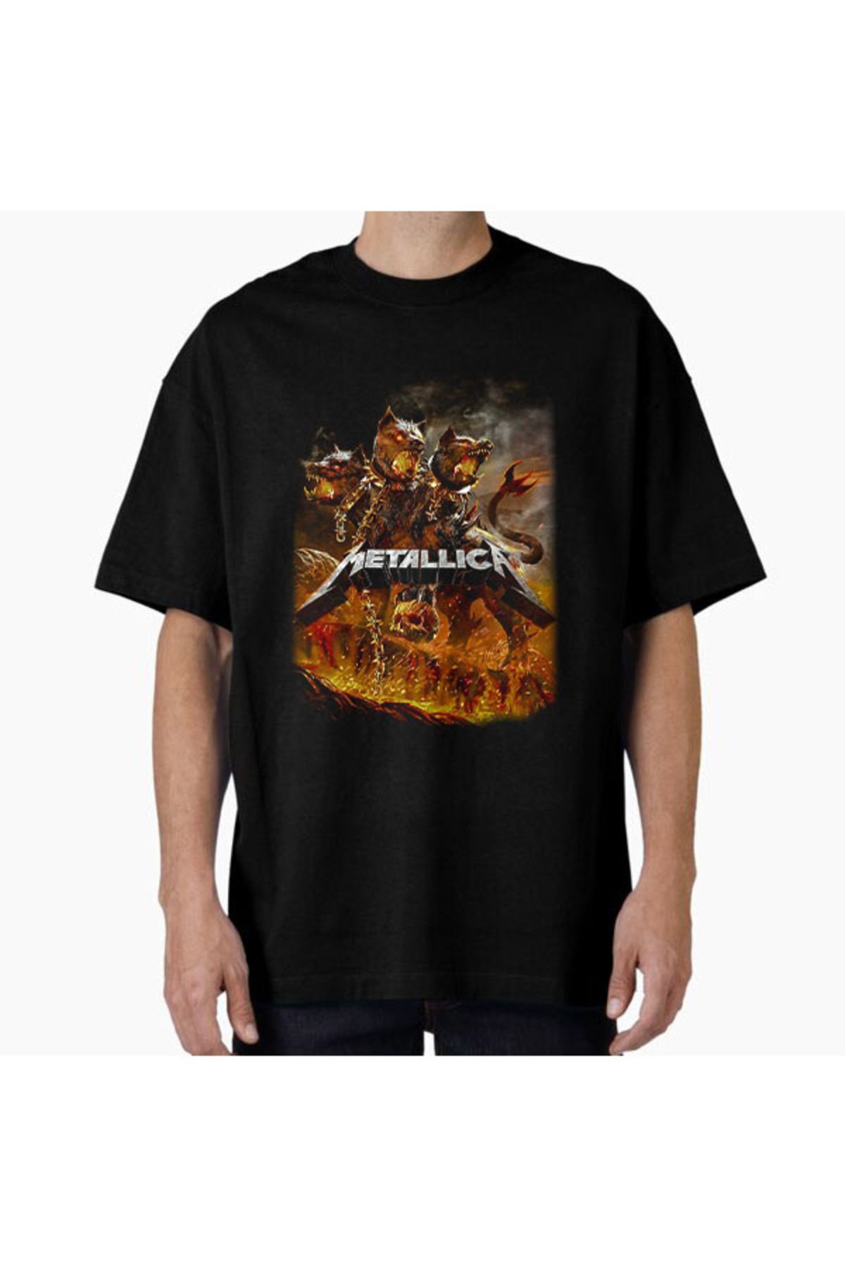 COMVİCHO Unisex Metallica19 Tasarım Baskılı Oversize T-Shirt