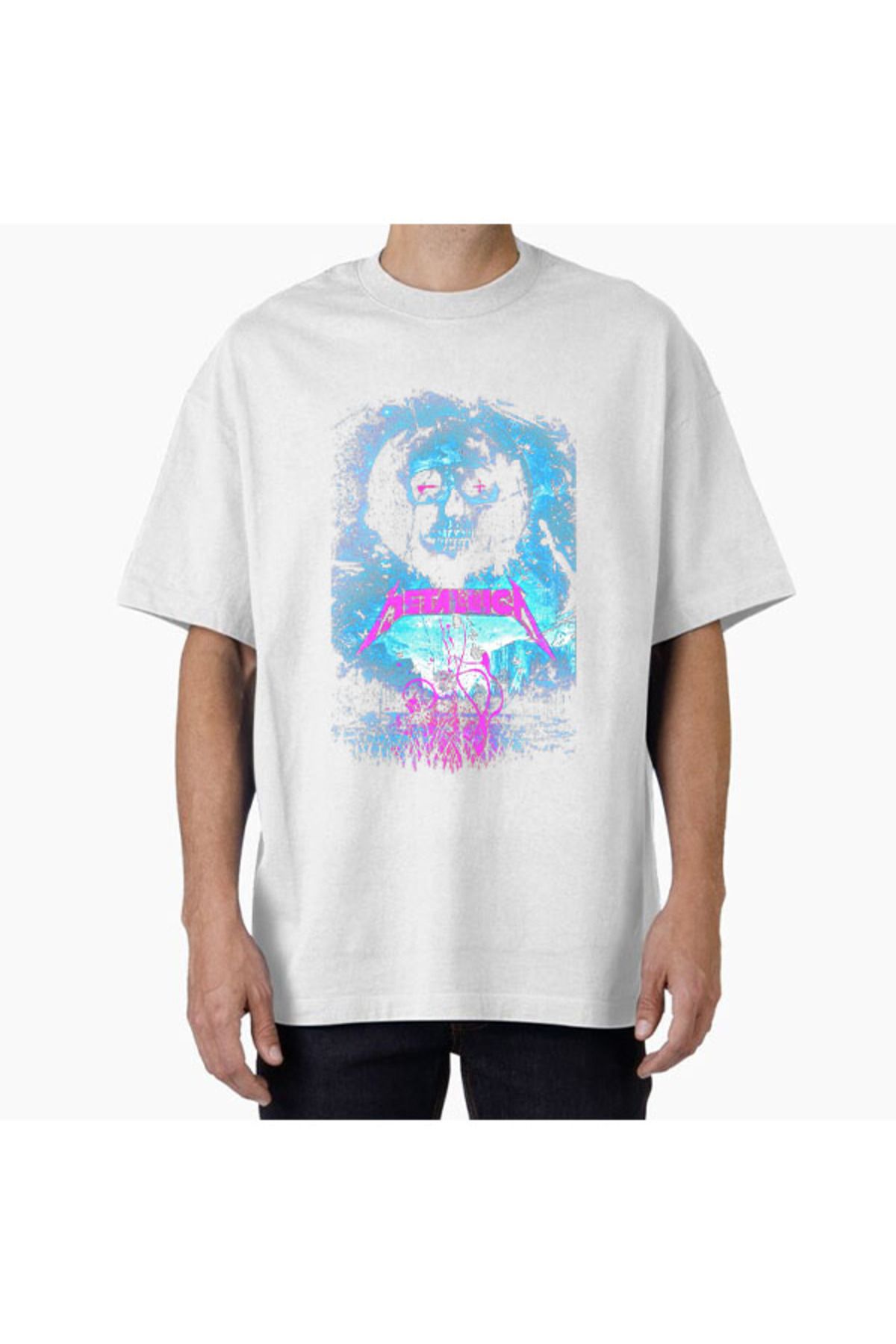 COMVİCHO Unisex Metallica12 Tasarım Baskılı Oversize T-Shirt