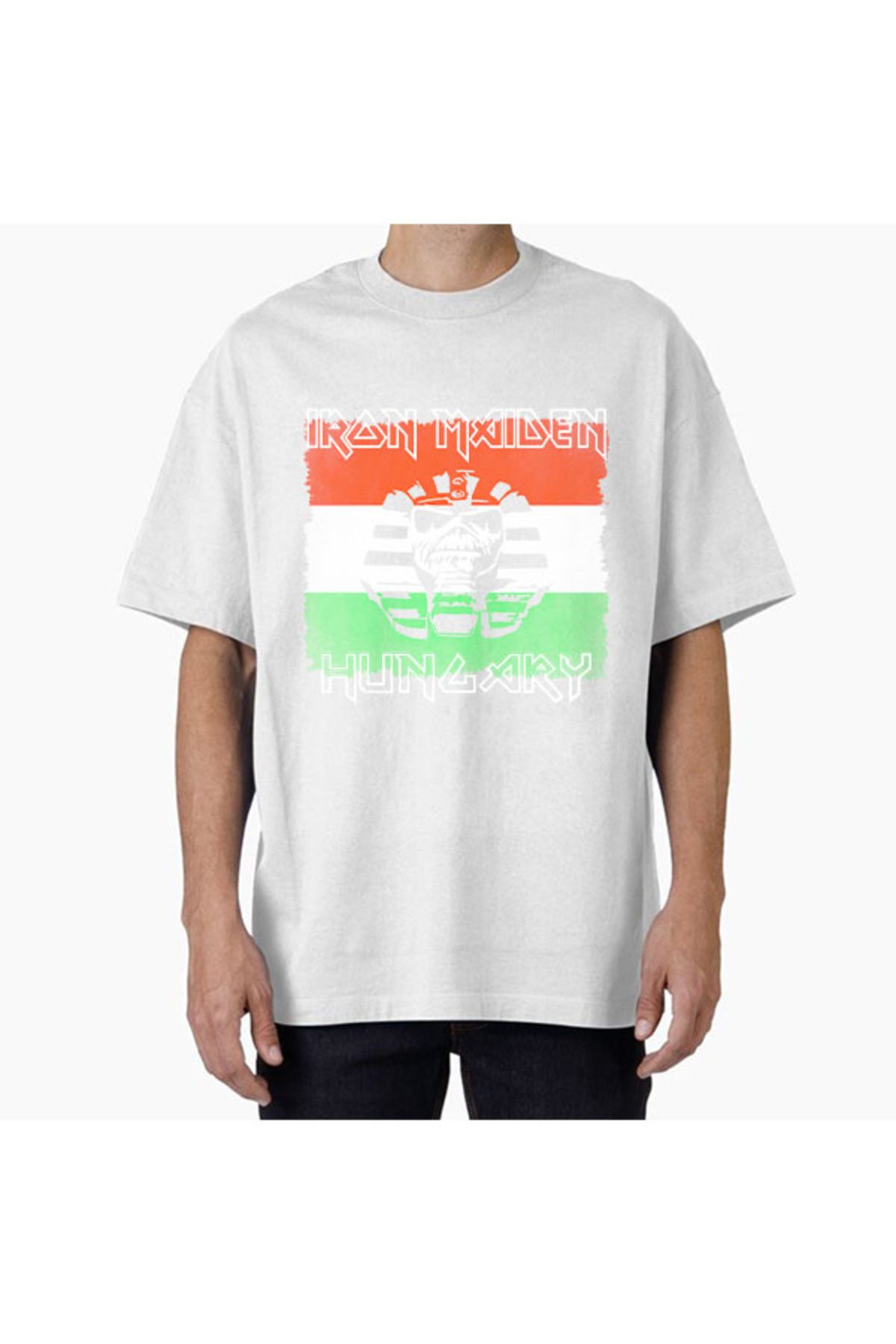 COMVİCHO Unisex ironmaidenhungaryOutput1 Tasarım Baskılı Oversize T-Shirt