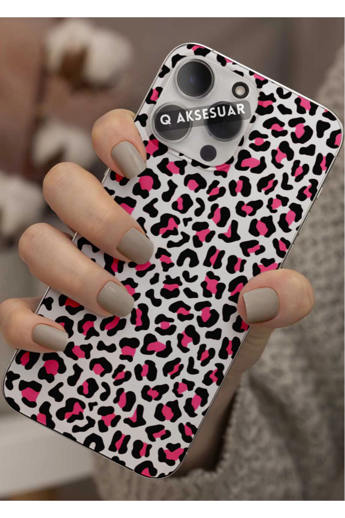 Q Aksesuar Samsung Galaxy A54 Uyumlu Pembe Tasarımlı Şeffaf Telefon Kılıfı Kapak Case