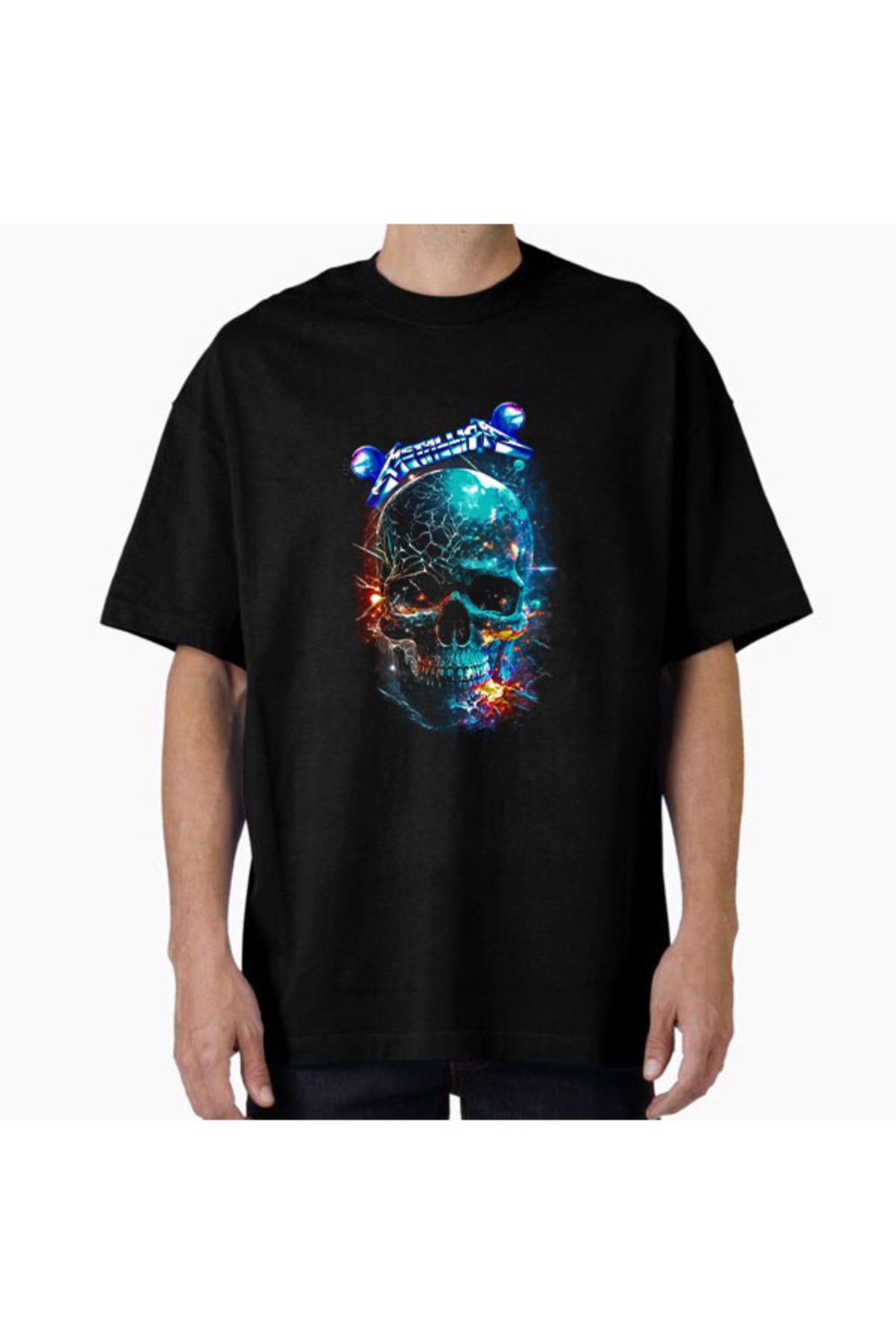 COMVİCHO Unisex Metallica39 Tasarım Baskılı Oversize T-Shirt