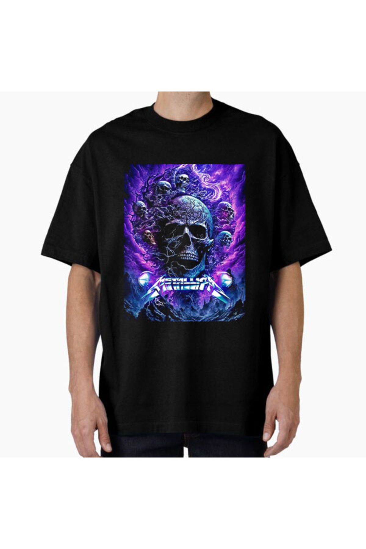 COMVİCHO Unisex Metallica23 Tasarım Baskılı Oversize T-Shirt