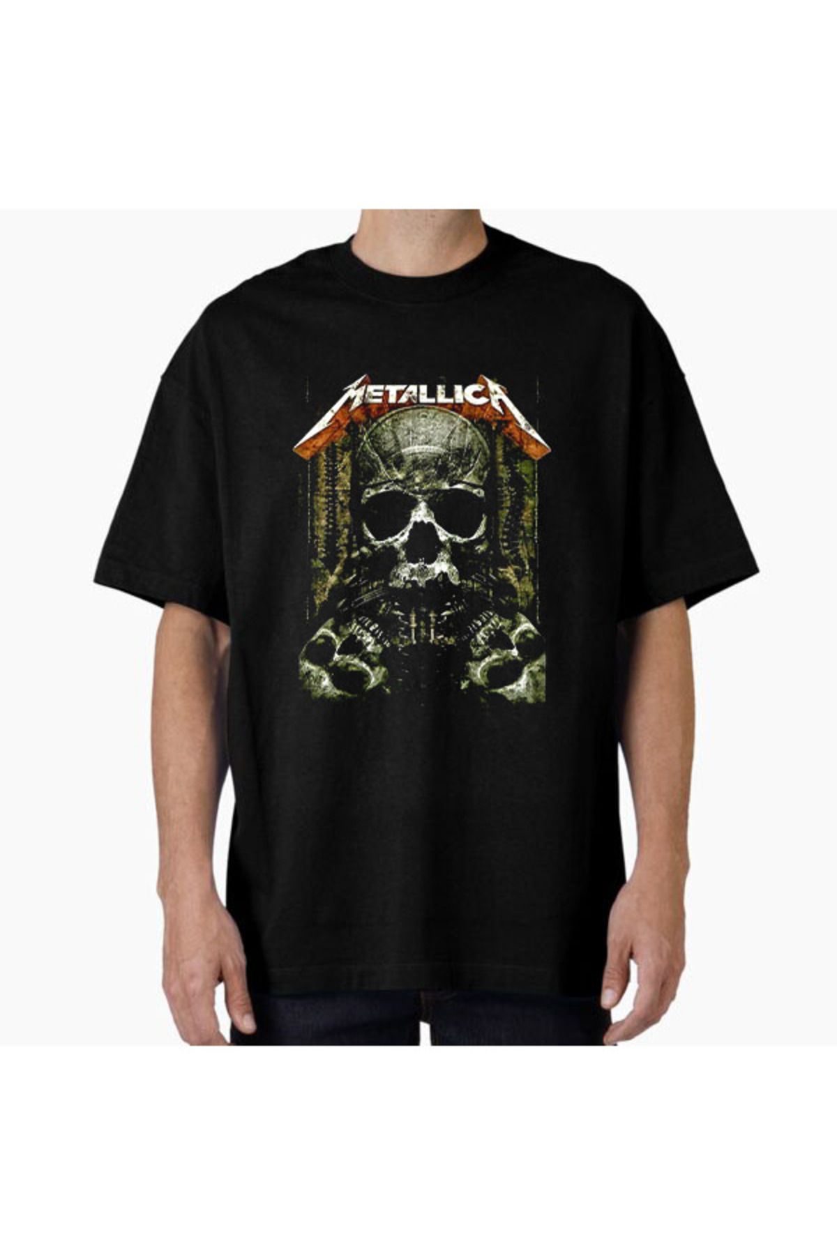 COMVİCHO Unisex Metallica15 Tasarım Baskılı Oversize T-Shirt