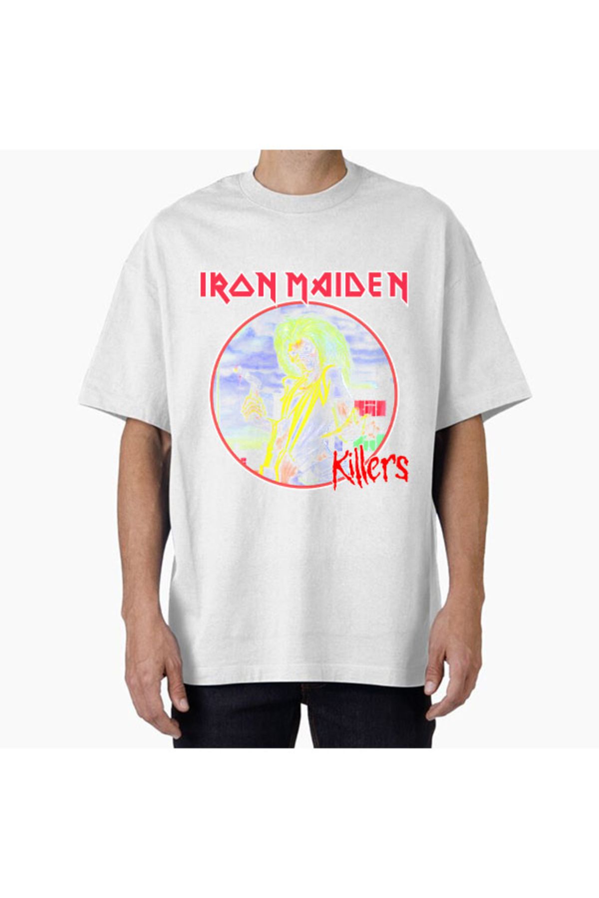 COMVİCHO Unisex ironmaidenkillerskorOutput Tasarım Baskılı Oversize T-Shirt