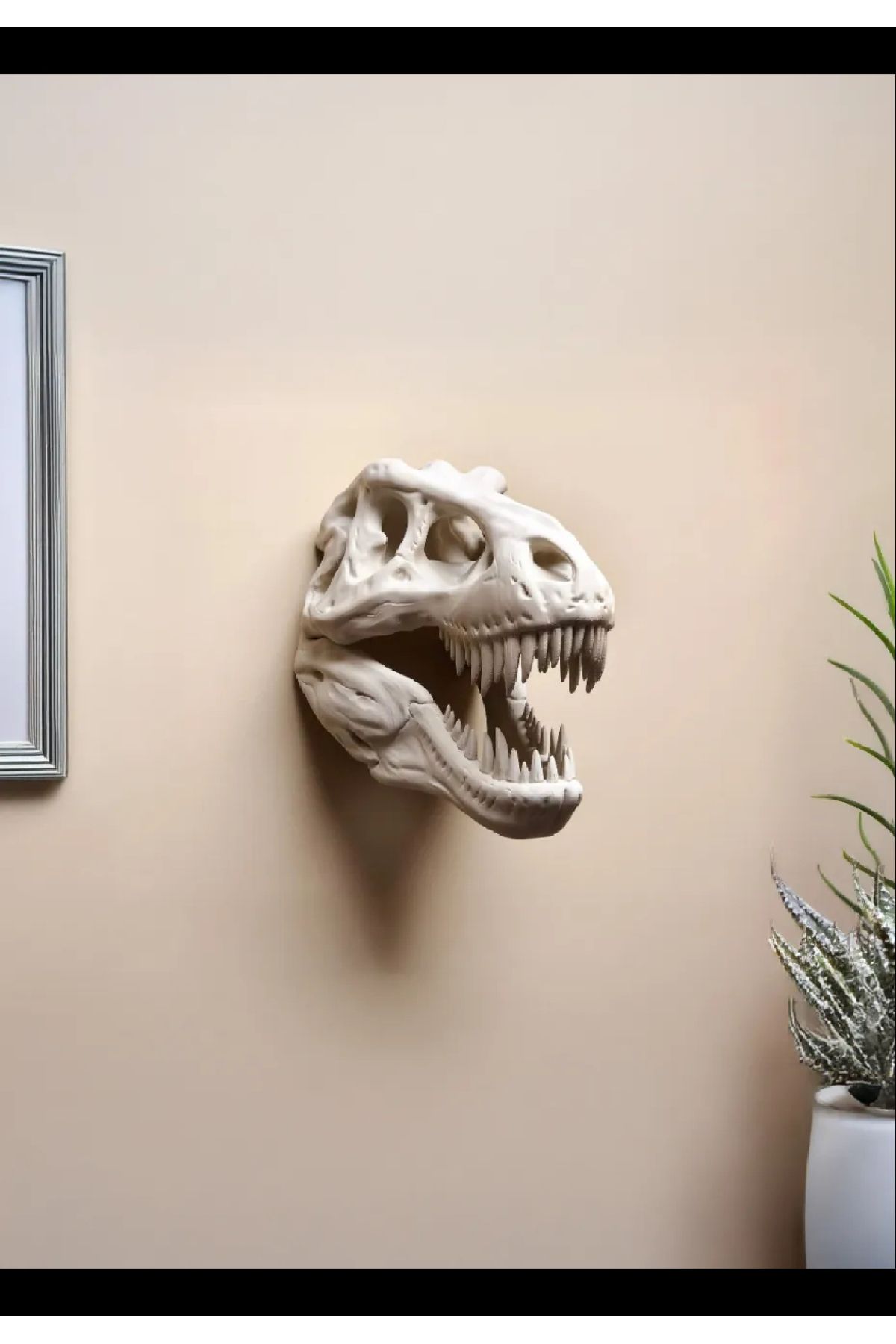 Wuun Store T-Rex İskelet Kafatası Figür Tablo 20 Cm Beyaz