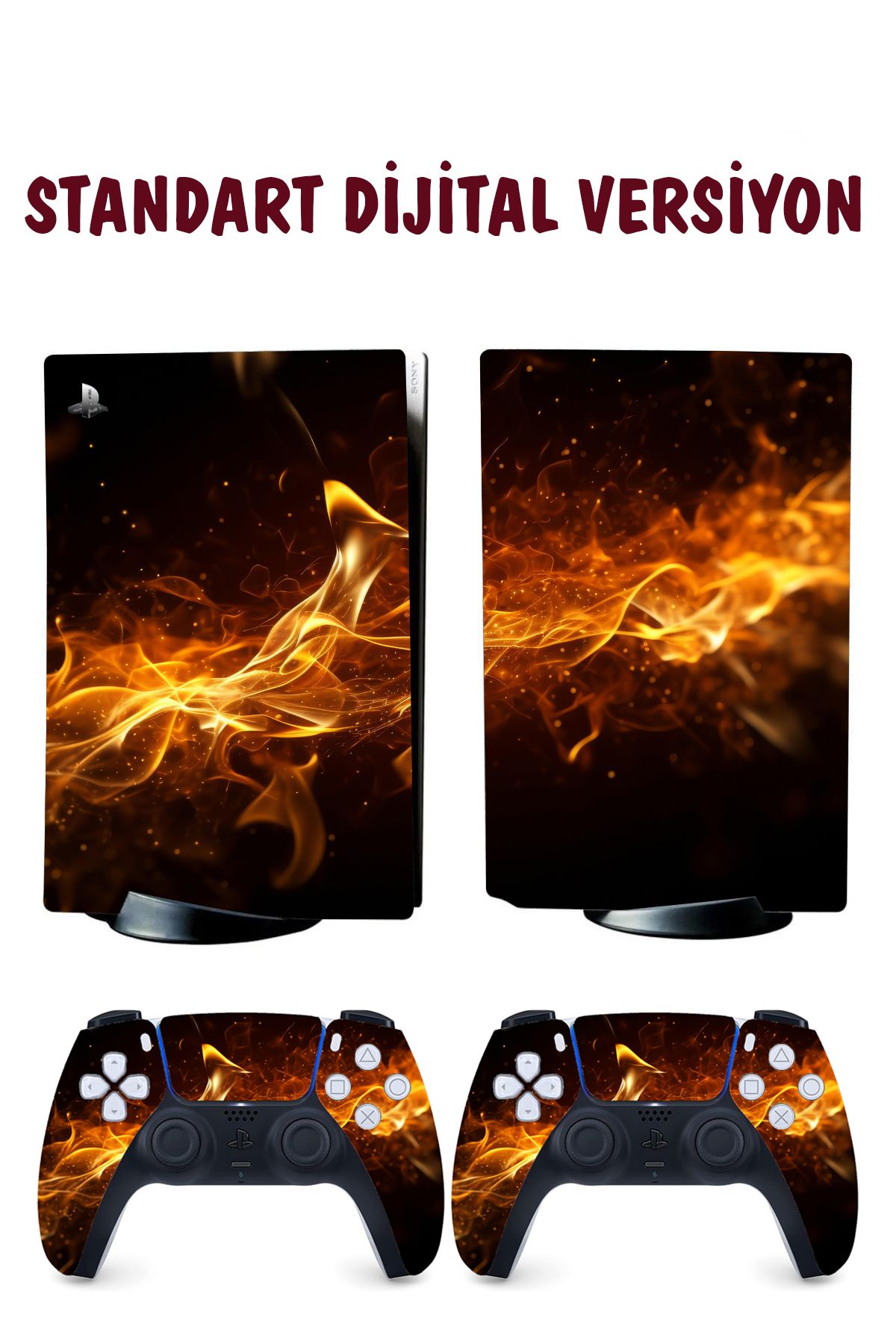 KT Decor Sarı Alevler Playstation 5 Full Sticker Kaplama Seti