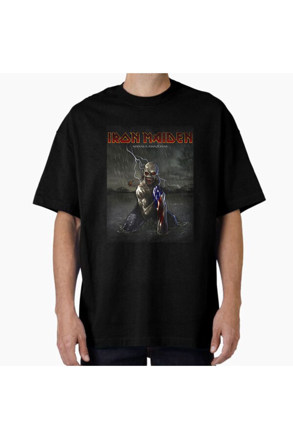 COMVİCHO Unisex maiden2 Tasarım Baskılı Oversize T-Shirt