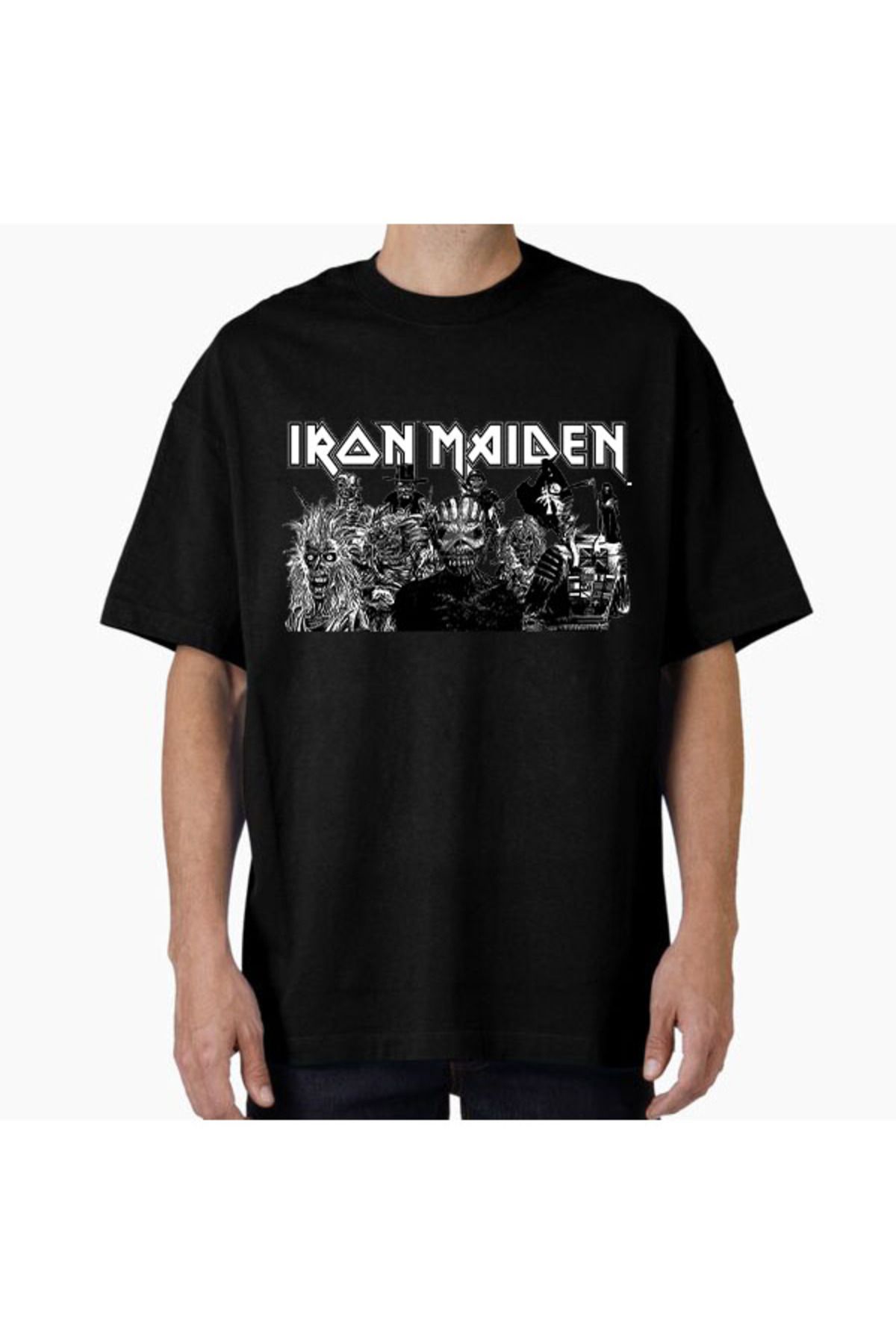 COMVİCHO Unisex MAIDEN82 Tasarım Baskılı Oversize T-Shirt