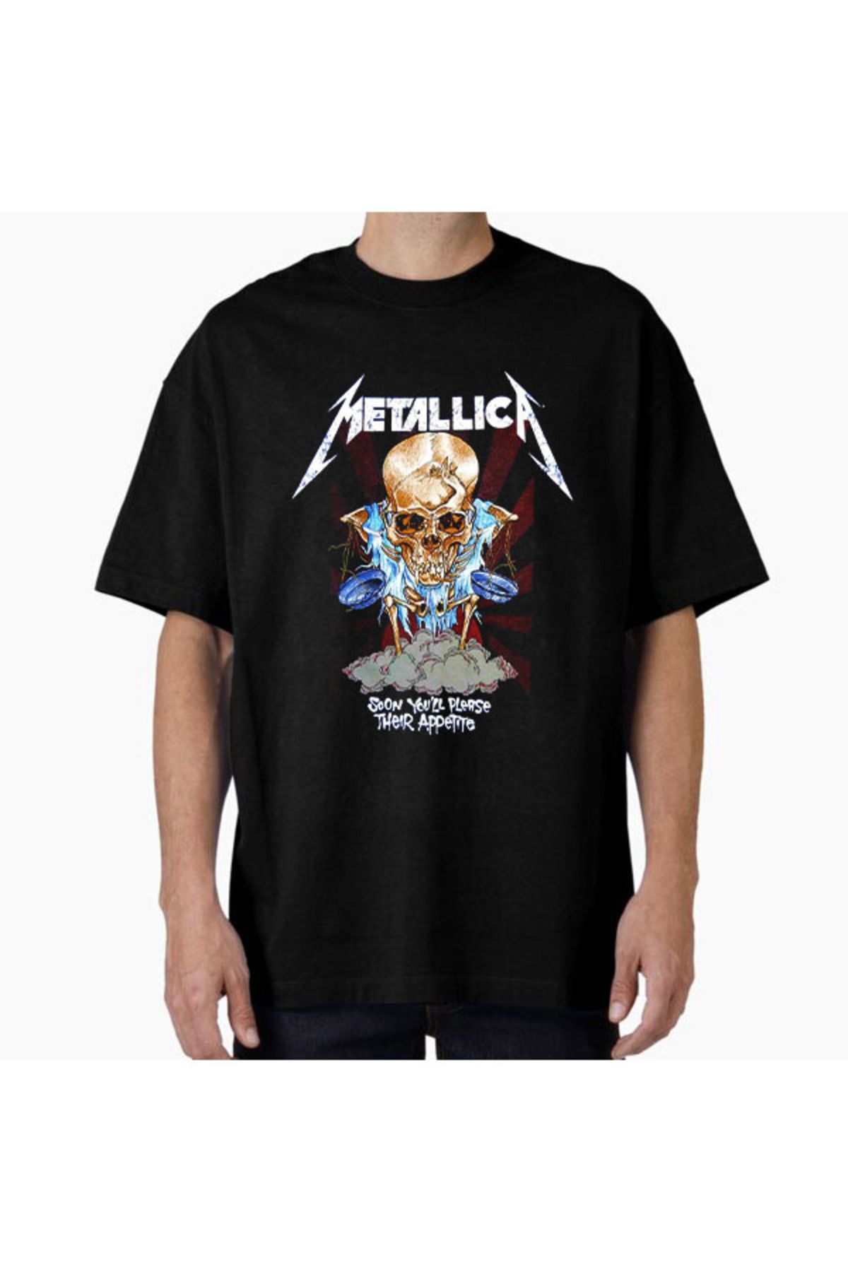 COMVİCHO Unisex metal89 Tasarım Baskılı Oversize T-Shirt
