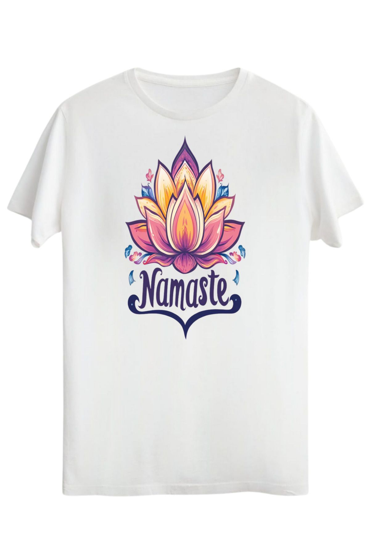 ocke Beyaz Yoga Baskılı T-shirt / Namaste Baskılı Kısa Kol / yogini Oversize yogi