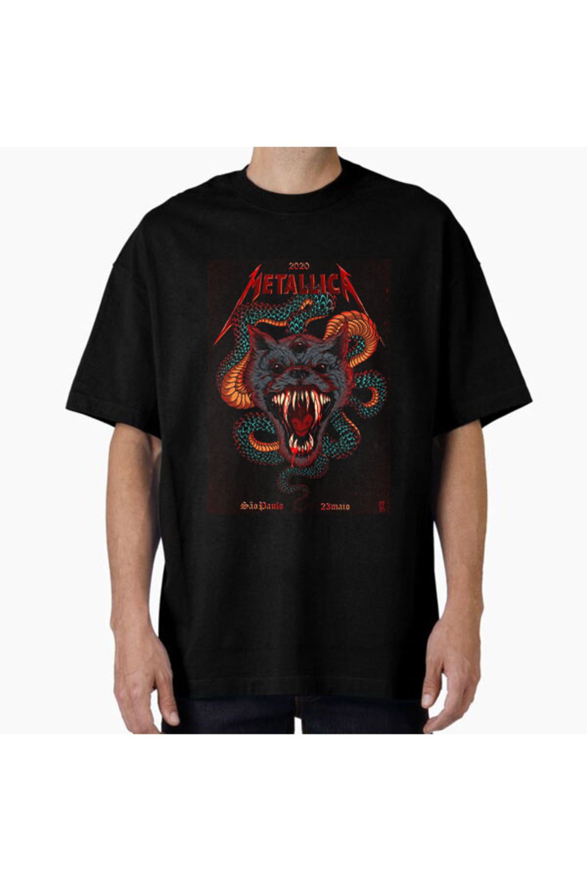 COMVİCHO Unisex metal2020 Tasarım Baskılı Oversize T-Shirt