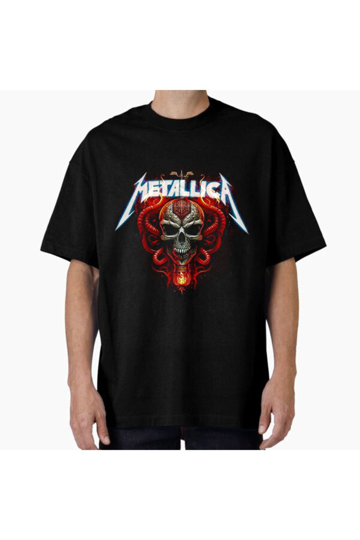 COMVİCHO Unisex Metallica29 Tasarım Baskılı Oversize T-Shirt