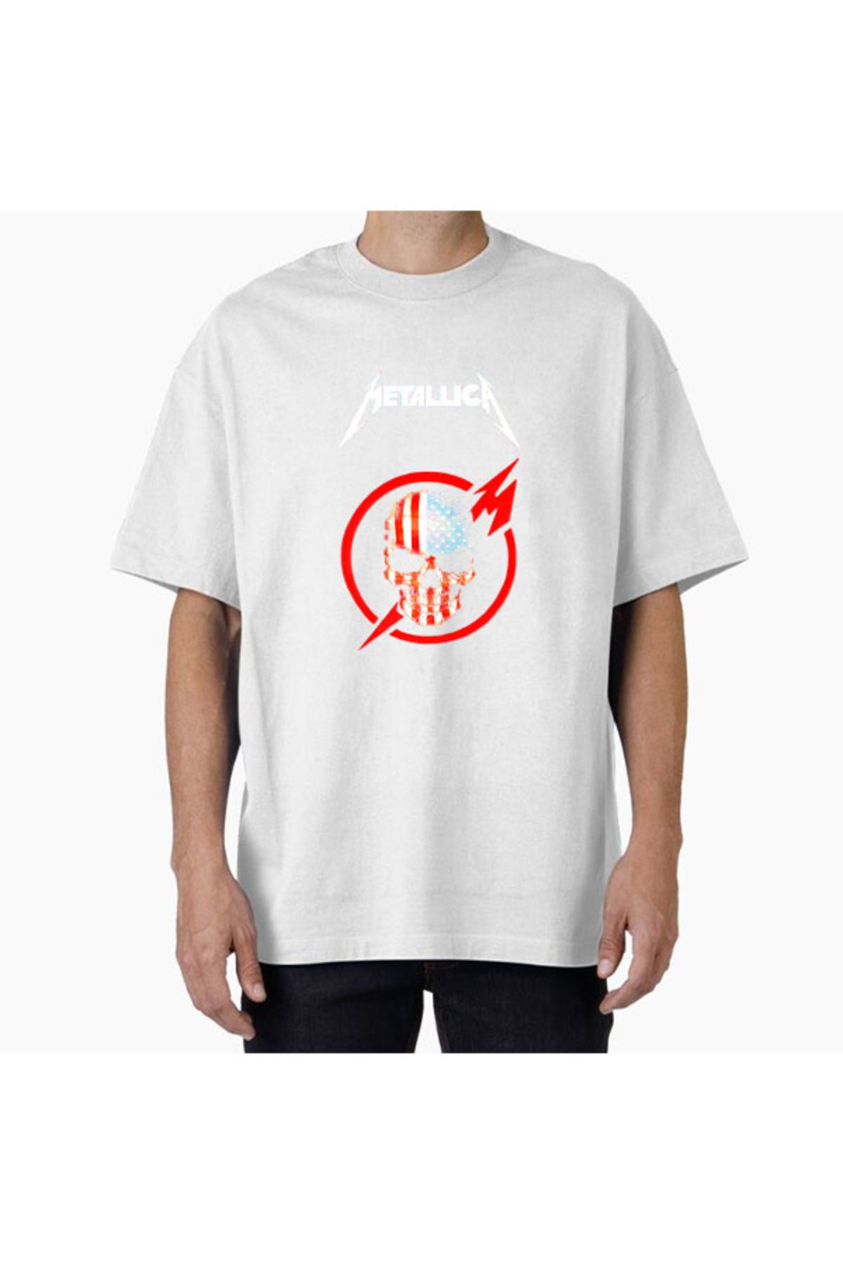 COMVİCHO Unisex MetallicaDTF05 Tasarım Baskılı Oversize T-Shirt