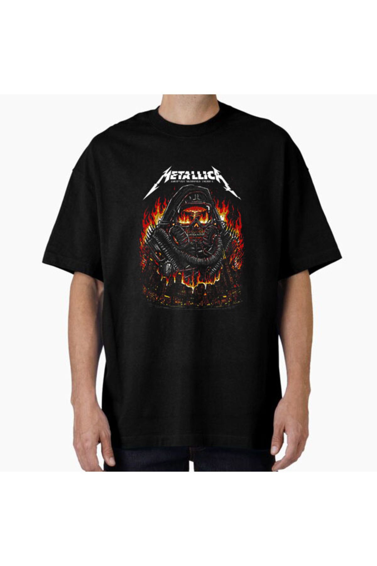 COMVİCHO Unisex metal74 Tasarım Baskılı Oversize T-Shirt