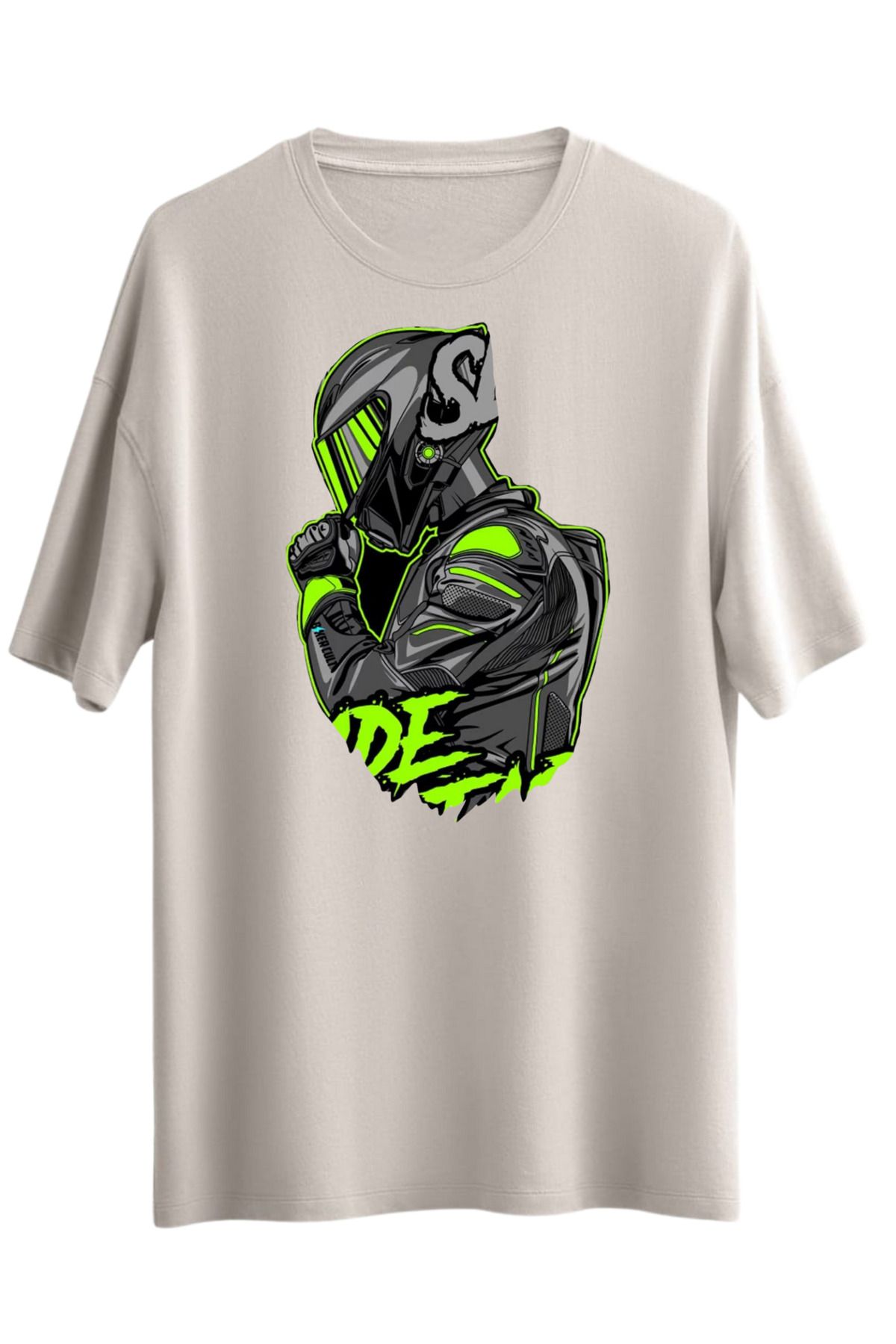 ocke Motorcu Baskılı T-shirt / Motorcu Baskılı Kısa Kol / Motorcu Oversize bol kesim t-shirt