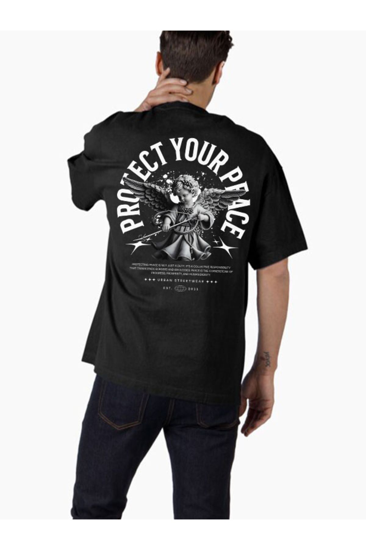 COMVİCHO Unisex streetwear77 Tasarım Baskılı Oversize T-Shirt