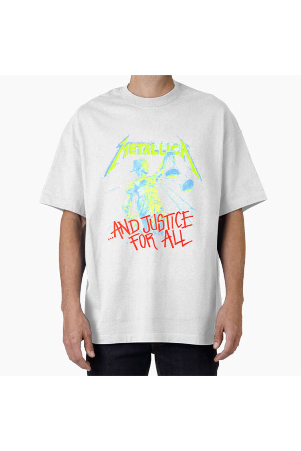 COMVİCHO Unisex metalica778 Tasarım Baskılı Oversize T-Shirt