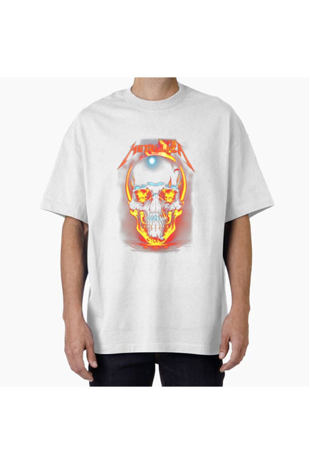 COMVİCHO Unisex Metallica28 Tasarım Baskılı Oversize T-Shirt