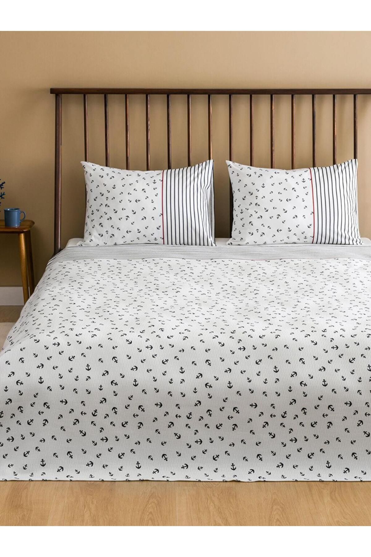 LC Waikiki LCW HOME Karışık Çapa Desenli Çift Kişilik Pike Seti