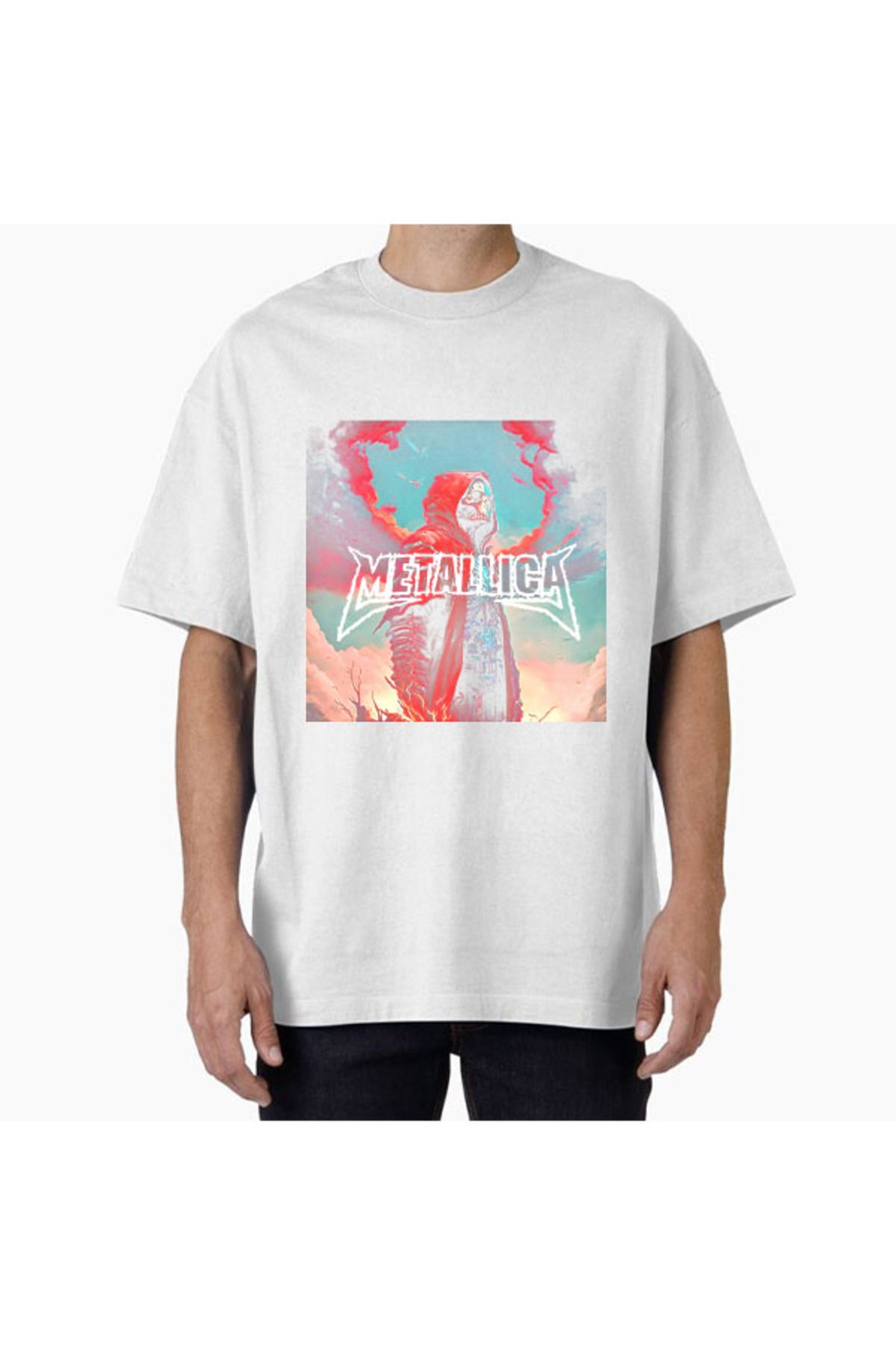 COMVİCHO Unisex Metallica33 Tasarım Baskılı Oversize T-Shirt
