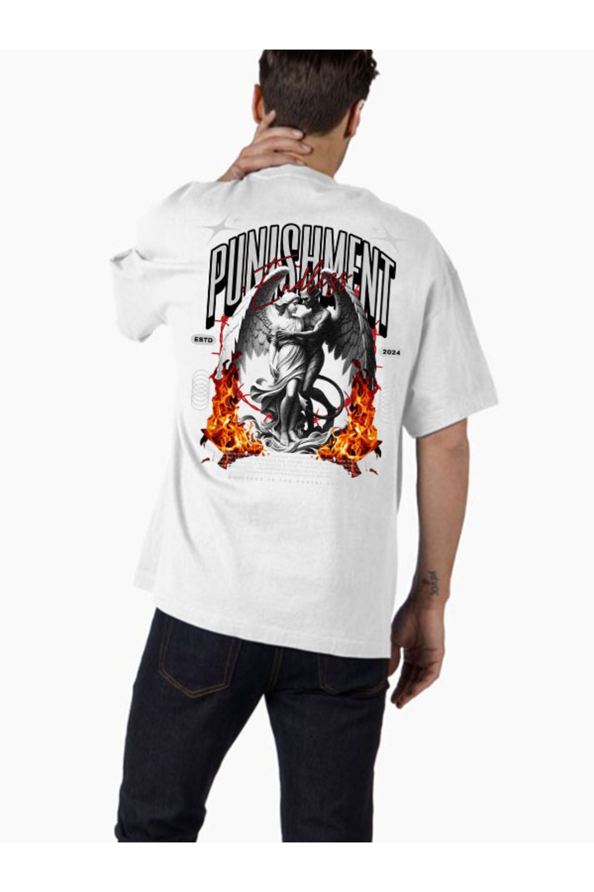 COMVİCHO Unisex streetwear45 Tasarım Baskılı Oversize T-Shirt