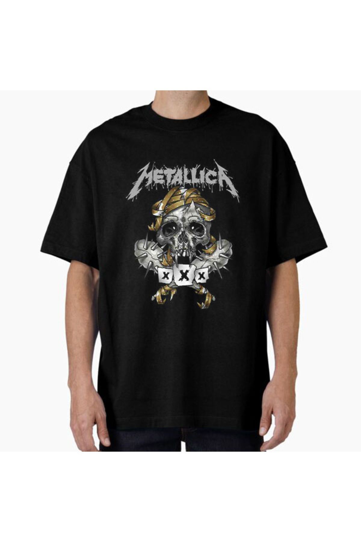 COMVİCHO Unisex metalica0 Tasarım Baskılı Oversize T-Shirt