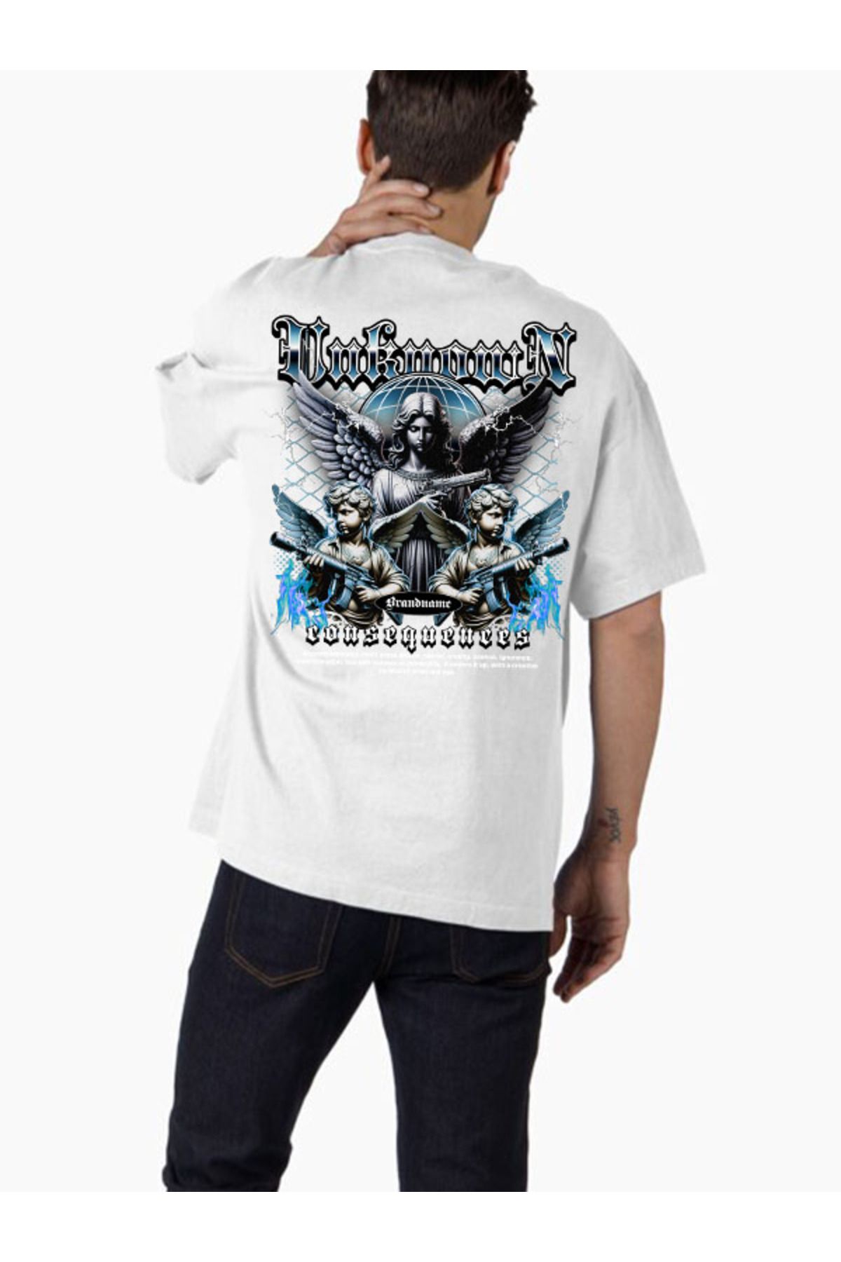COMVİCHO Unisex streetwear33 Tasarım Baskılı Oversize T-Shirt