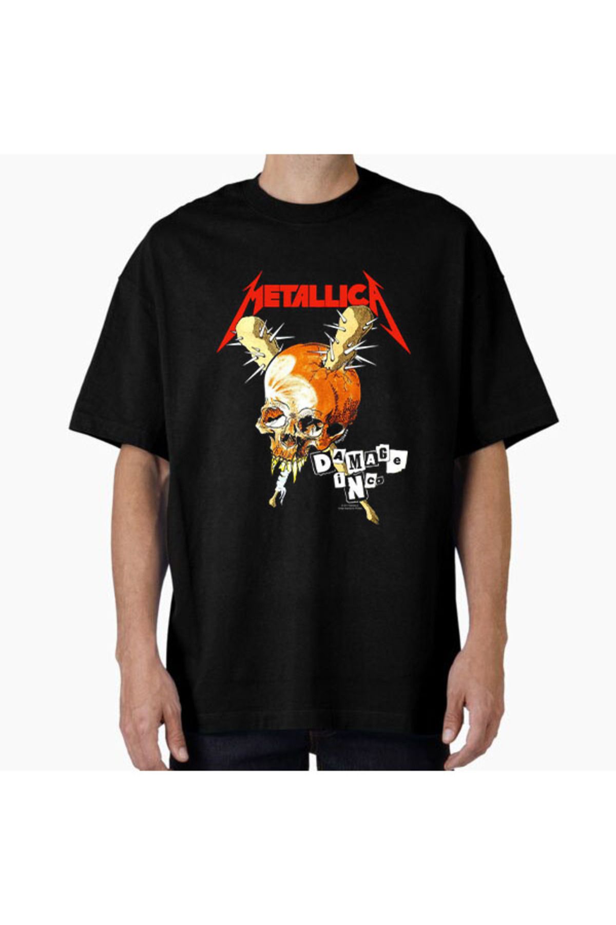 COMVİCHO Unisex metal21 Tasarım Baskılı Oversize T-Shirt