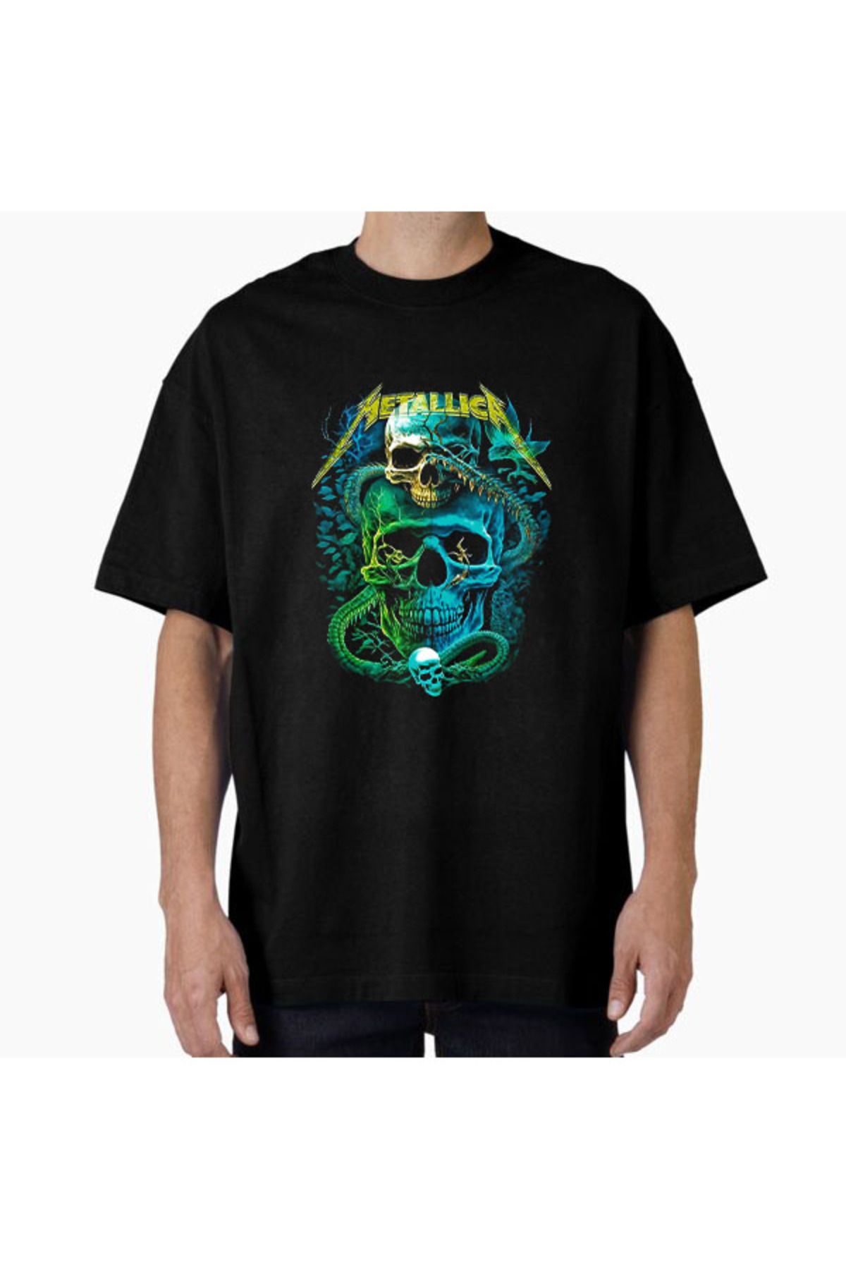 COMVİCHO Unisex Metallica38 Tasarım Baskılı Oversize T-Shirt