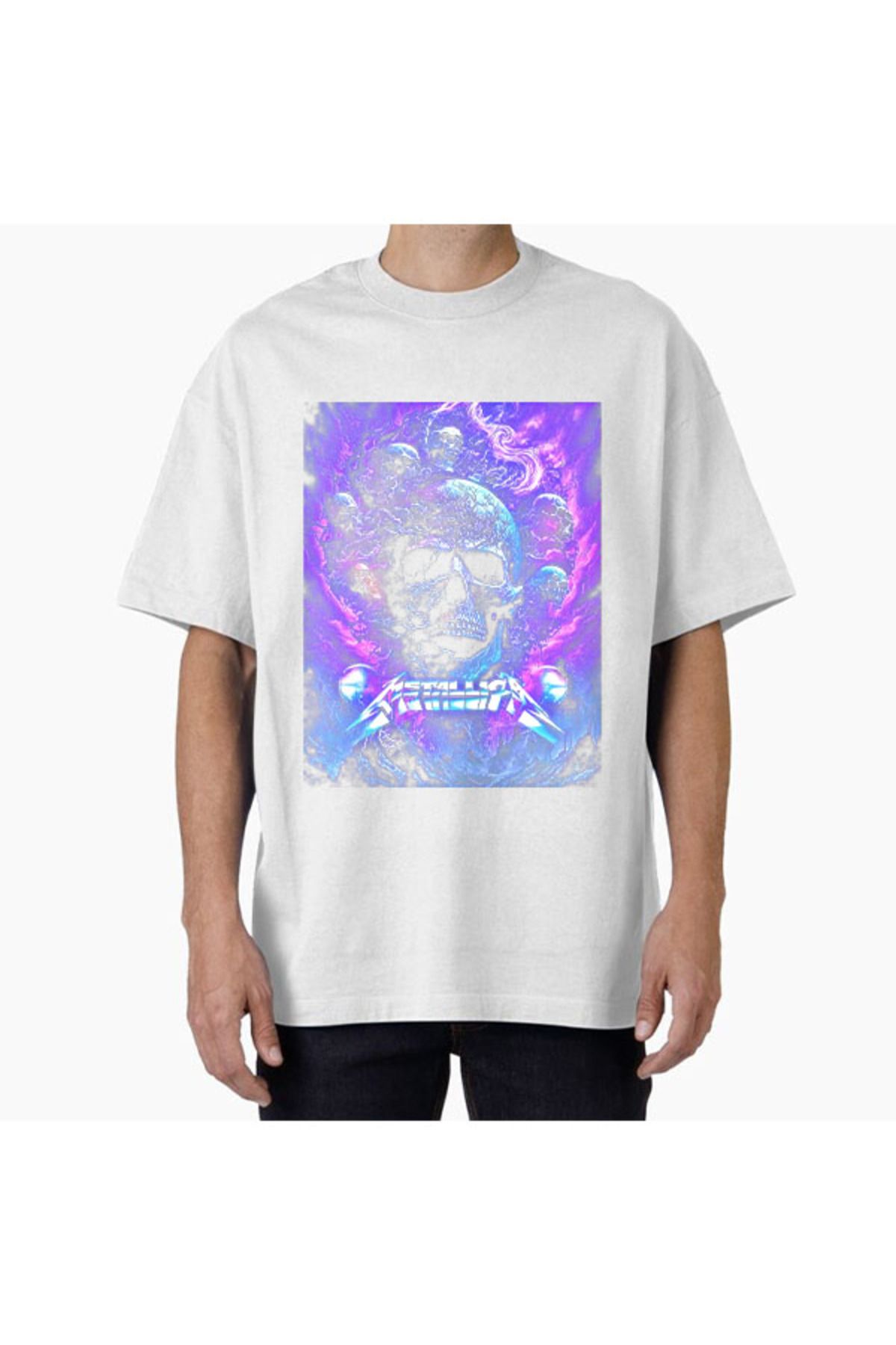 COMVİCHO Unisex Metallica23 Tasarım Baskılı Oversize T-Shirt