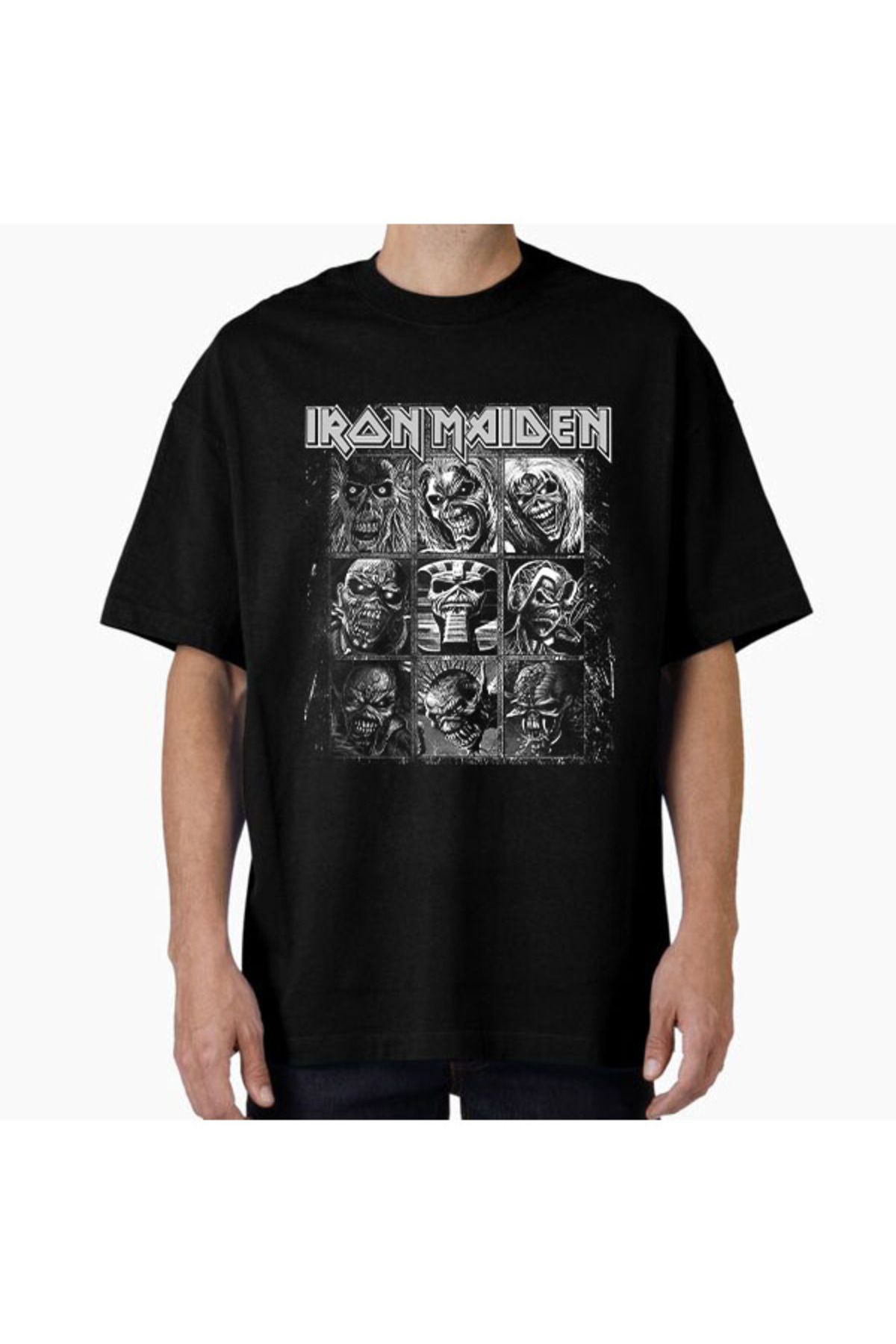 COMVİCHO Unisex maiden10 Tasarım Baskılı Oversize T-Shirt