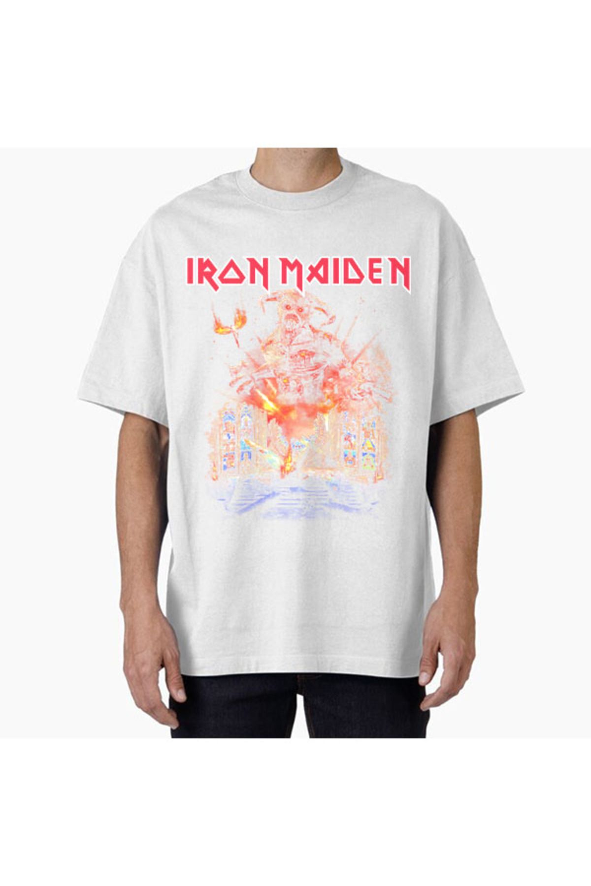 COMVİCHO Unisex maidenlegacy Tasarım Baskılı Oversize T-Shirt