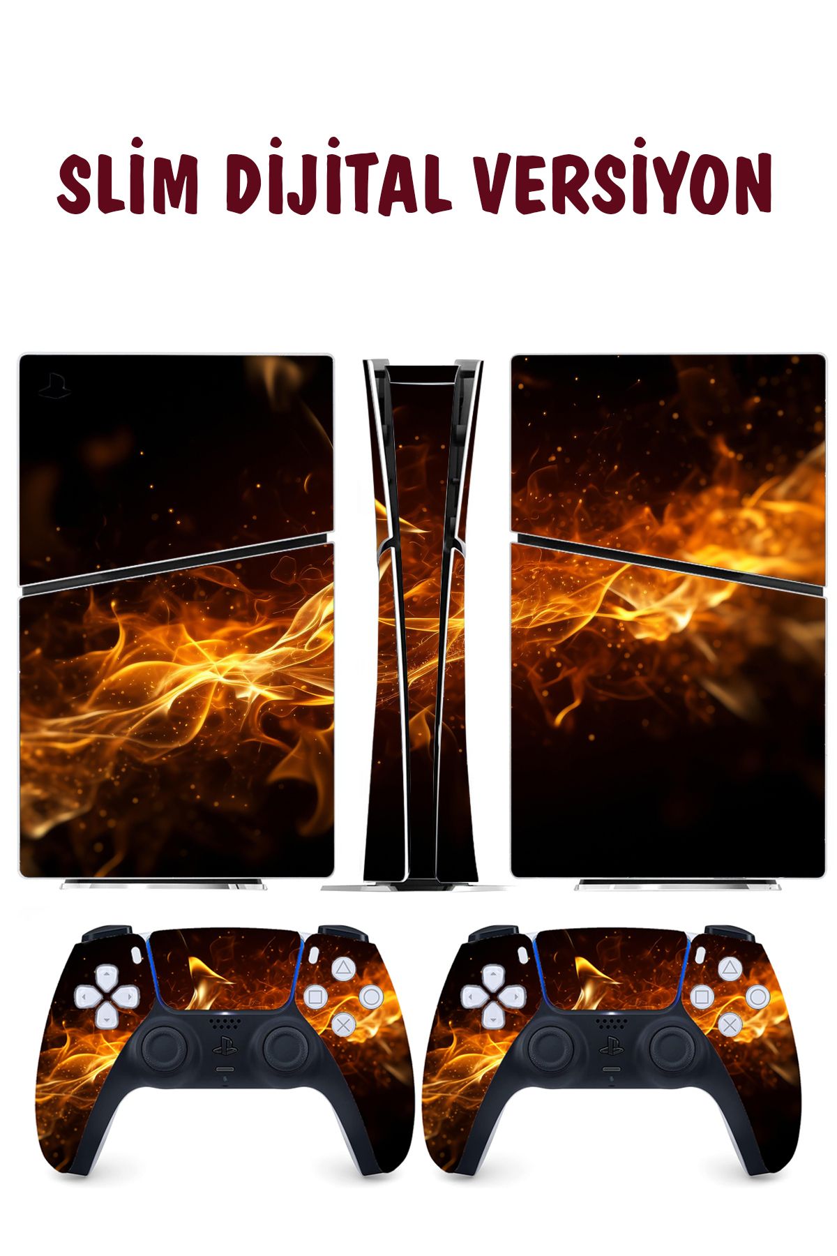 KT Decor Sarı Alevler Playstation 5 Full Sticker Kaplama Seti