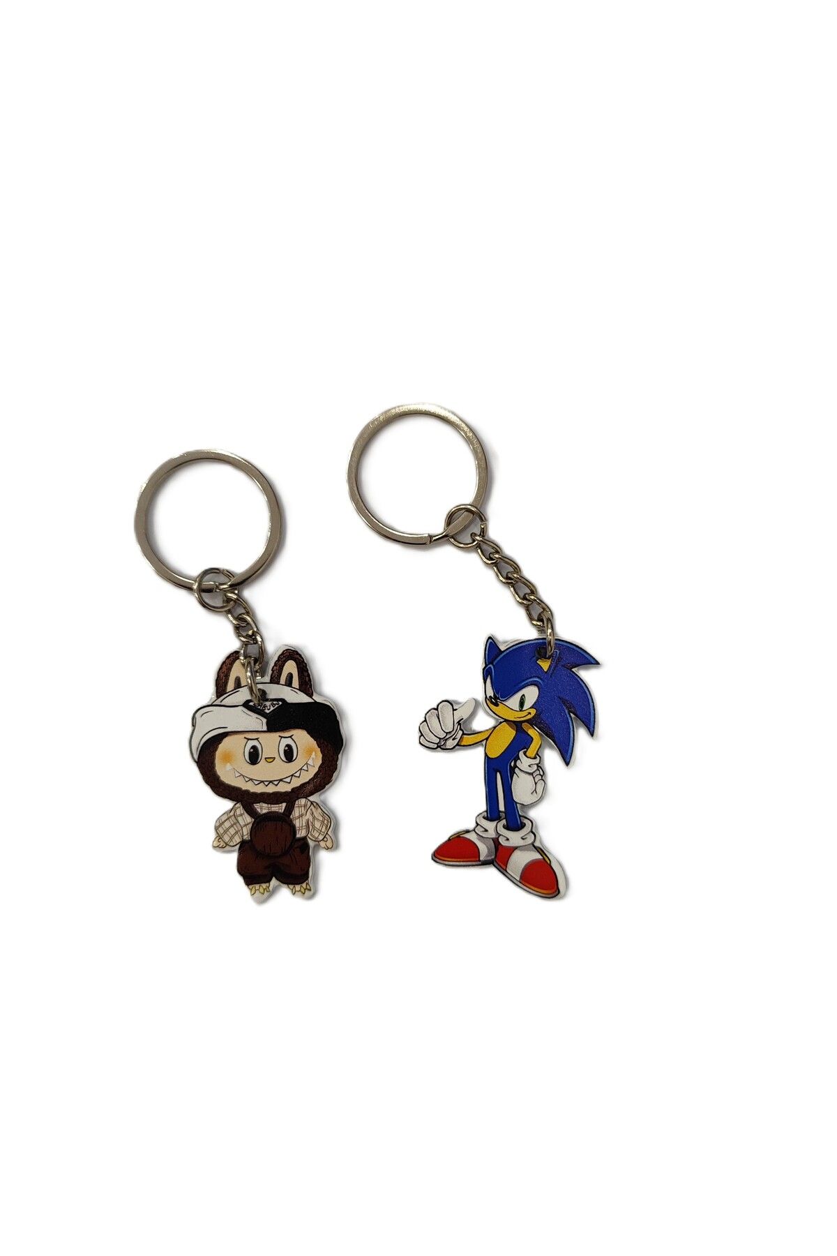 ada çanta kırtasiye karakter figürlü metal anahtarlık (Labubu/Sonic) (Toplam 2 adet)