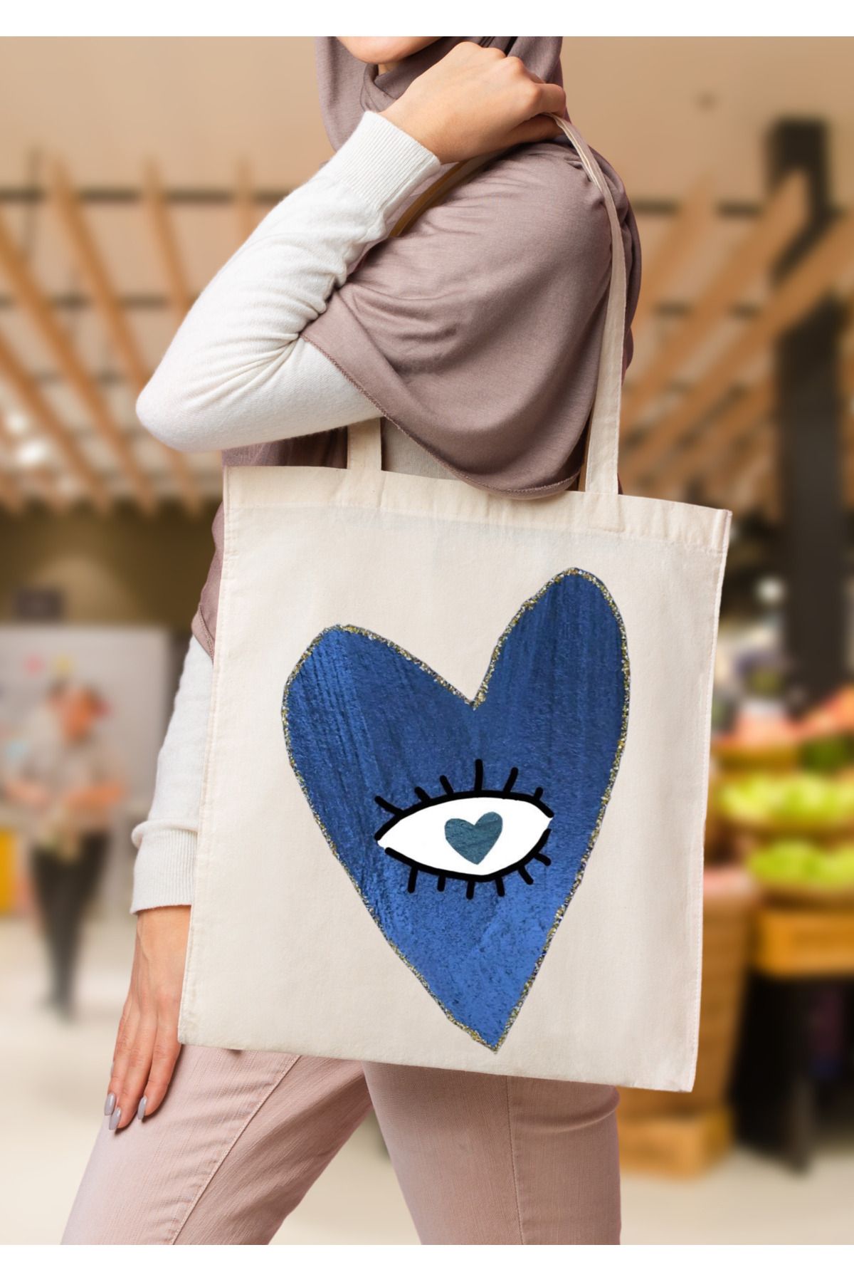 WHB 35x40 -Tote Bag, Grocery or School Bag, Reusable & Foldable .Bez Çanta, pazar Çantası, Kitap Çantası