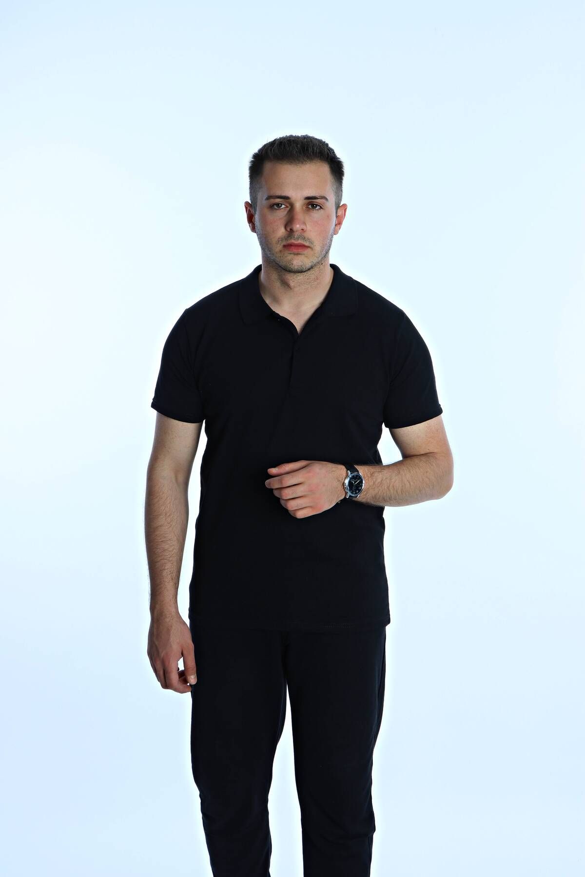 eg38 Betep Polo Yaka Tşört Siyah