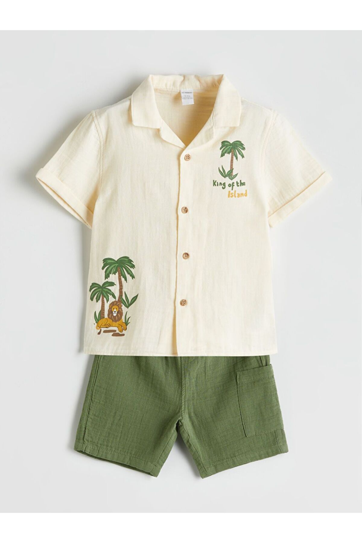 LC Waikiki LCW Kids Nakışlı Erkek Çocuk Gömlek ve Şort 2'li
