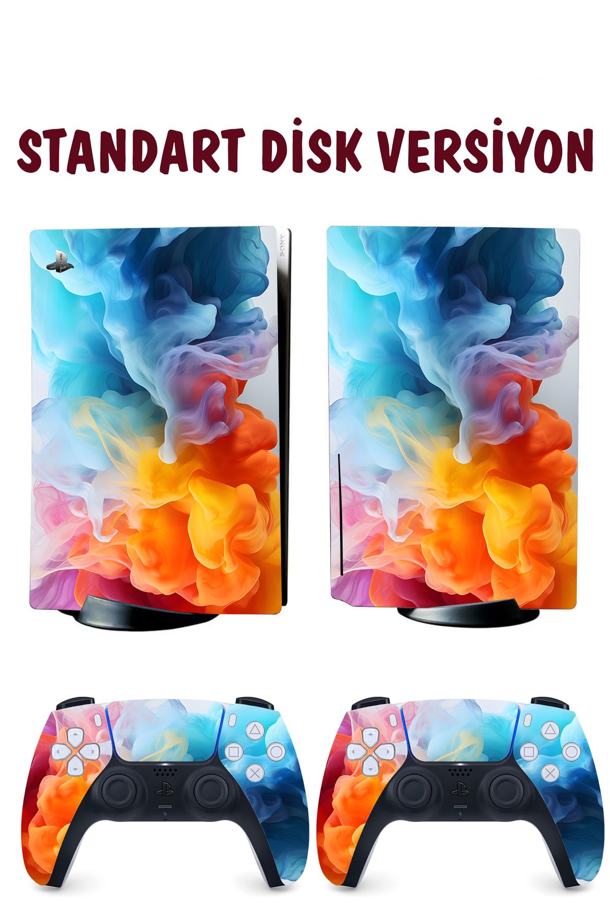 KT Decor Renkli Dumanlar Playstation 5 Full Sticker Kaplama Seti