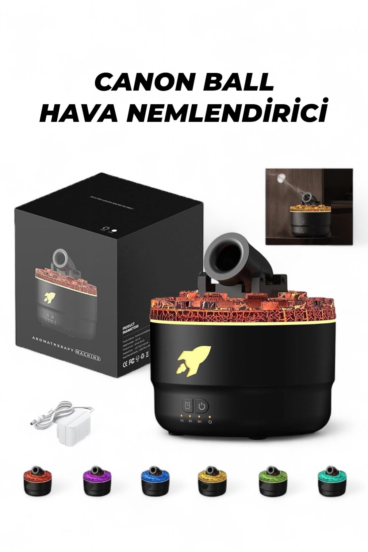 CARLOTA Ultrasonik Buhar & Aroma Makinesi | Lav Efektli Renkli LED Işıklı Sessiz Nemlendirici