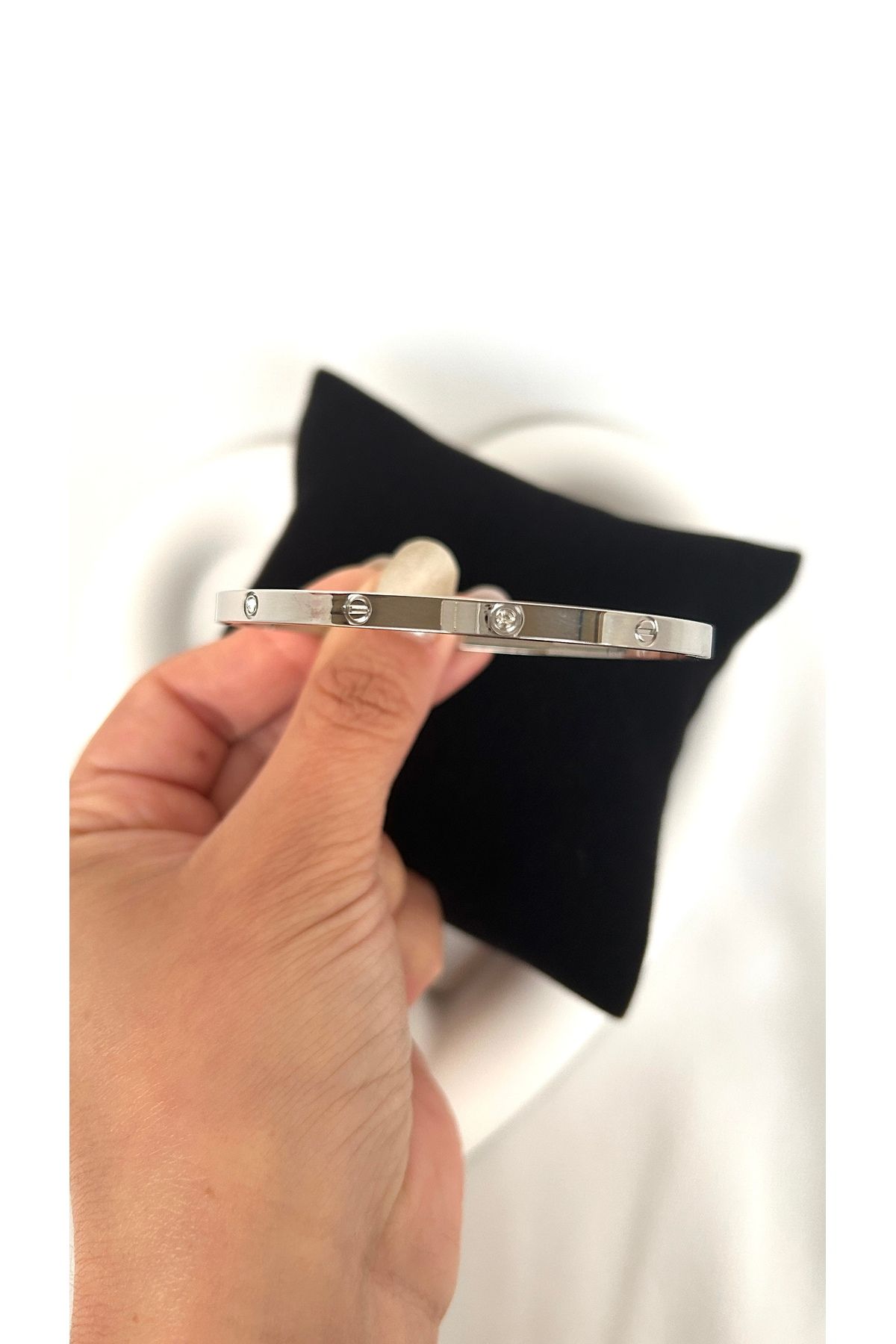 Alvora Accessories Gümüş Renk Paslanmaz Çelik Kelepçe Bilezik