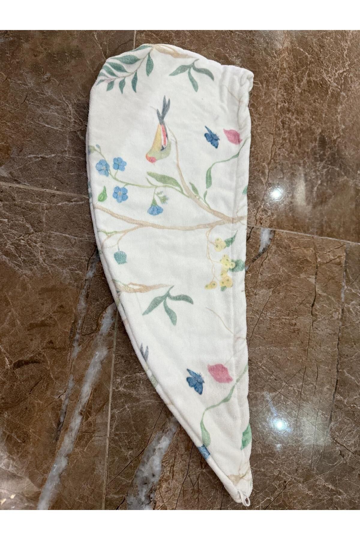 PAMUK DÜNYAM HOME HAVLU SAÇ BONESİ / ÇİÇEKLİ / Pamuklu