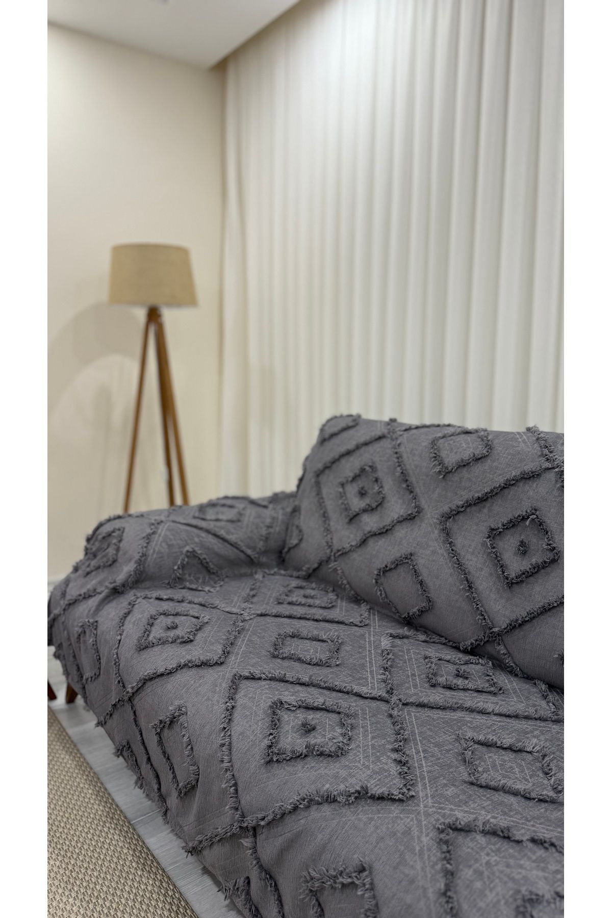 KAYALI HOME Bohem Füme Koltuk Örtüsü 100x300 Kol Dayamayı Kaplar