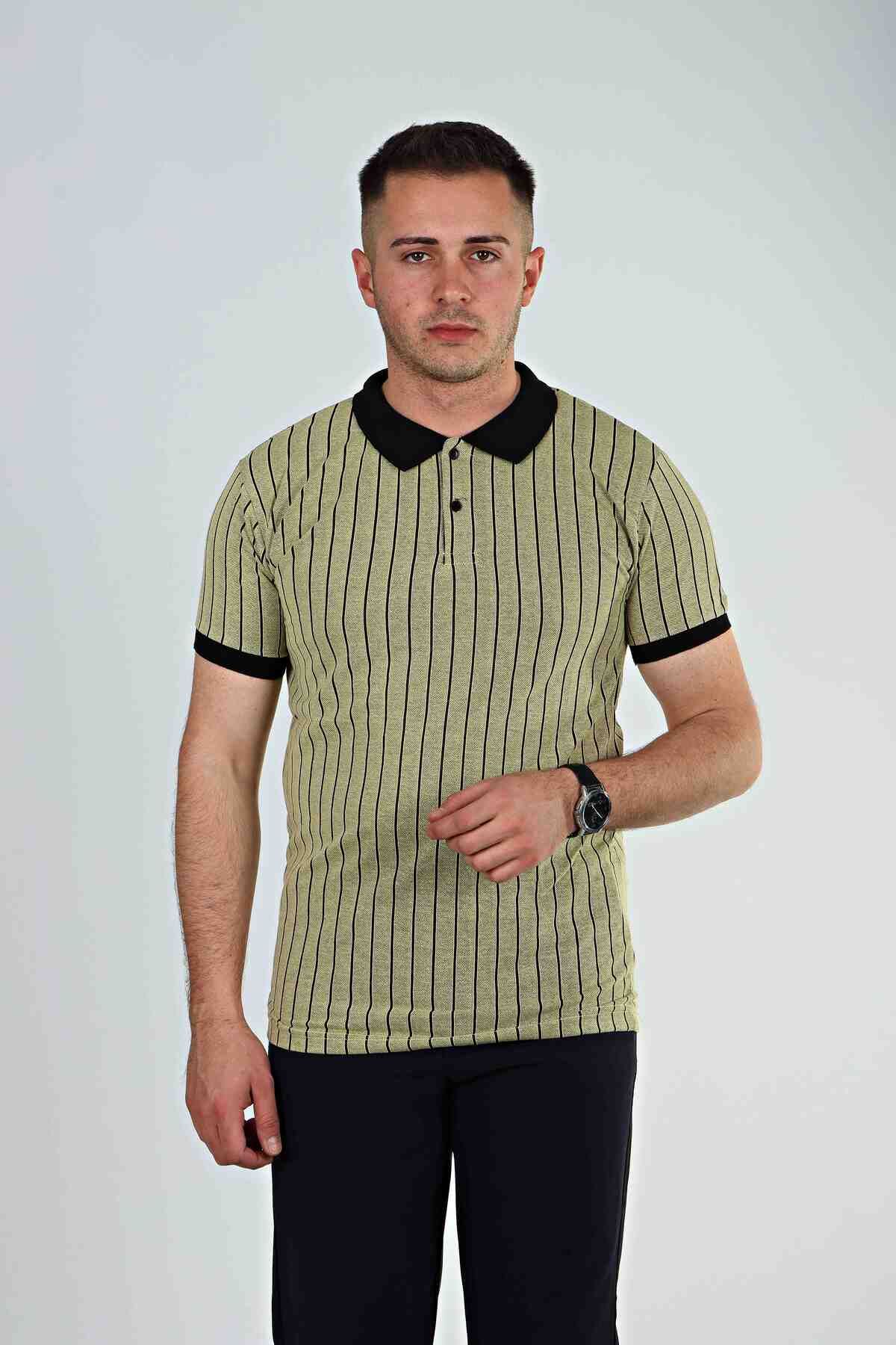 eg38 Tmb Çizgili Polo Yaka Sarı