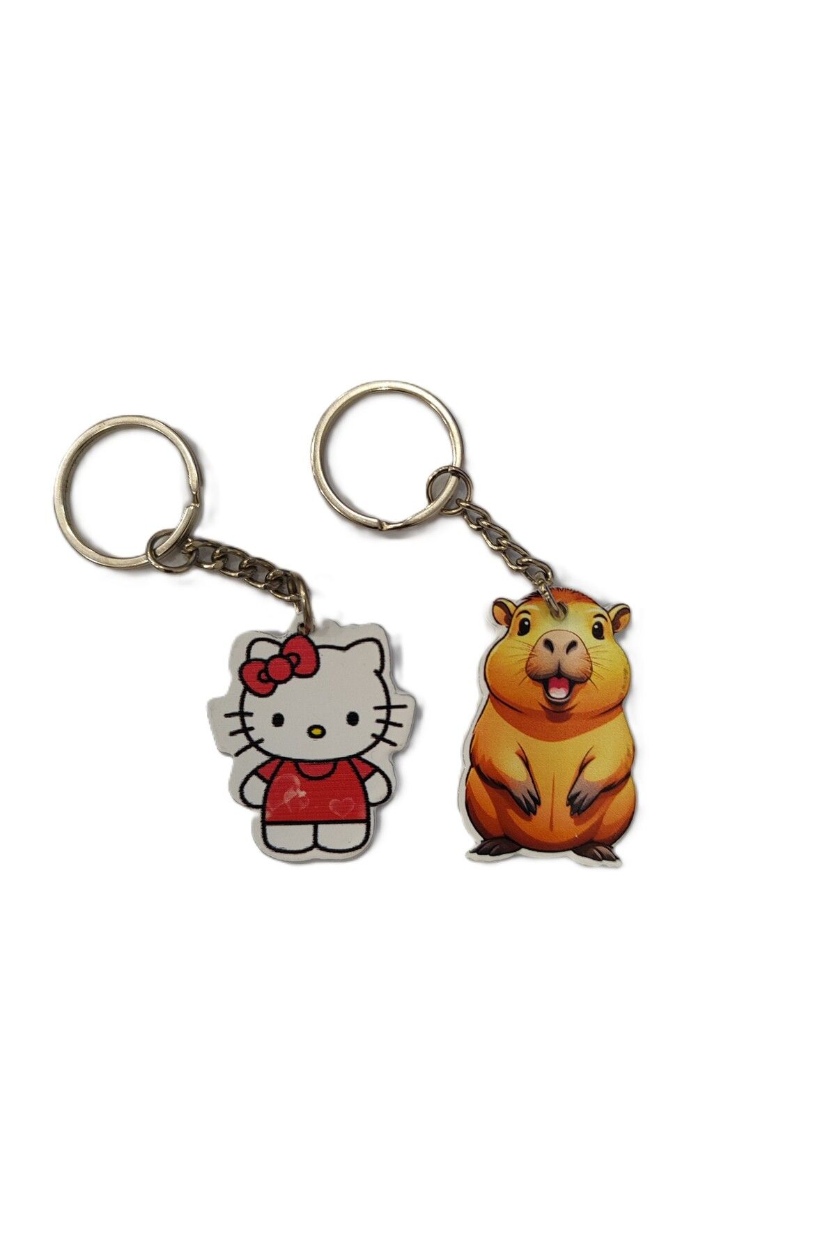 ada çanta kırtasiye karakter figürlü metal anahtarlık (Hello Kitty/Capybara) (Toplam 2 adet)